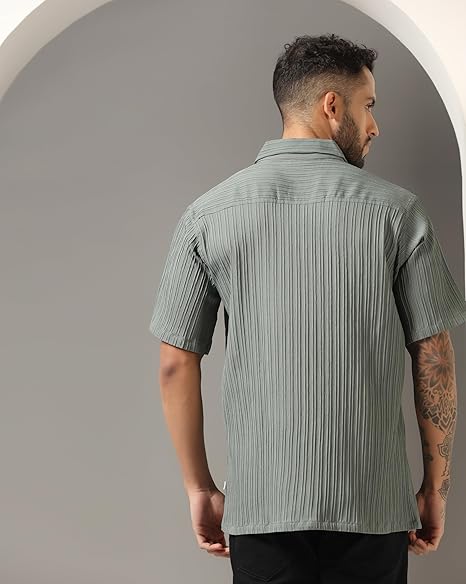 GRECIILOOKS Men’s Regular Fit Solid Shirt Green