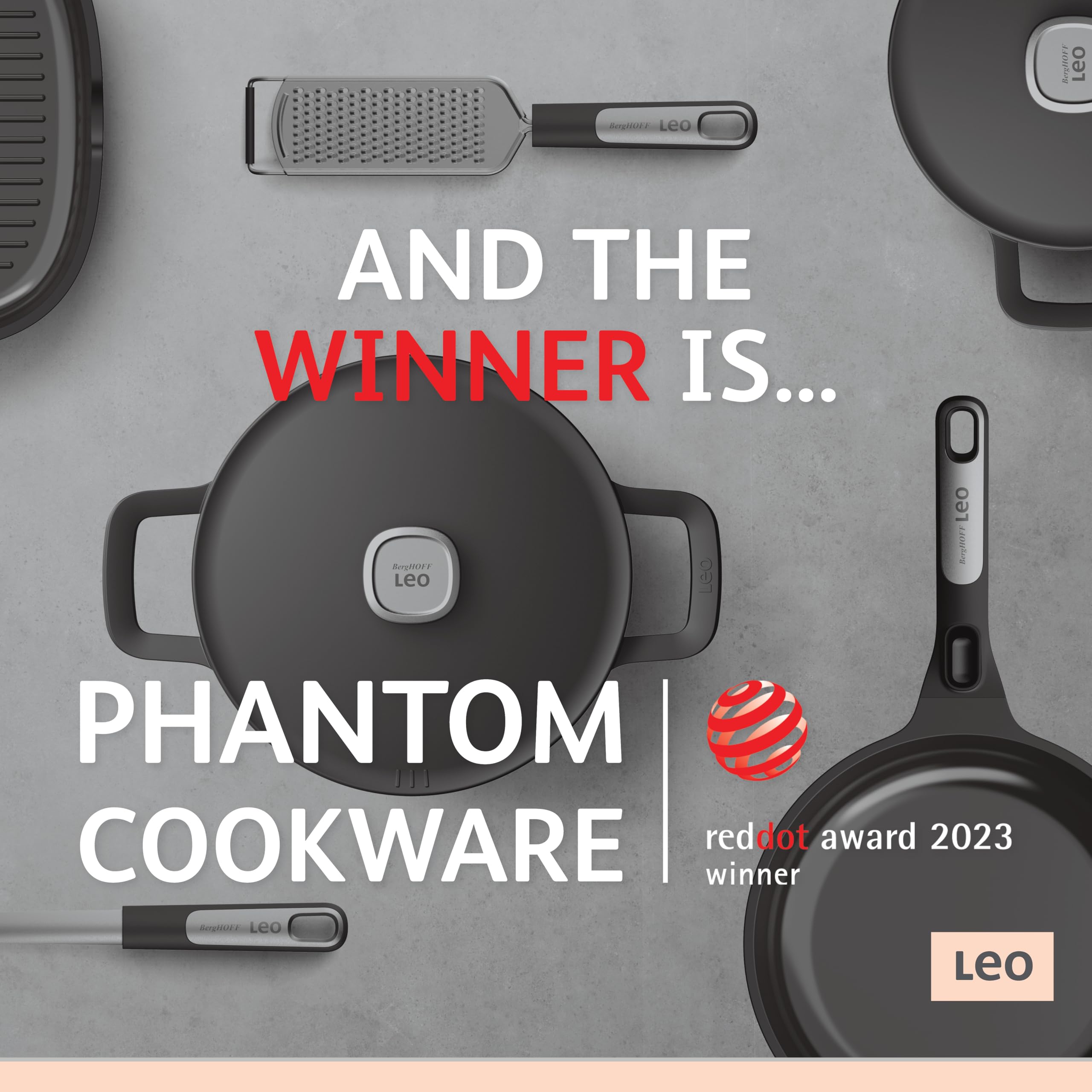 Leo Phantom Ceramic Non-Stick Frying Pan 31.75 cm with Detachable Handle, Recycled Cast Aluminum and Non-Toxic Cera Green Coating by BergHOFF – Safqqa Egypt