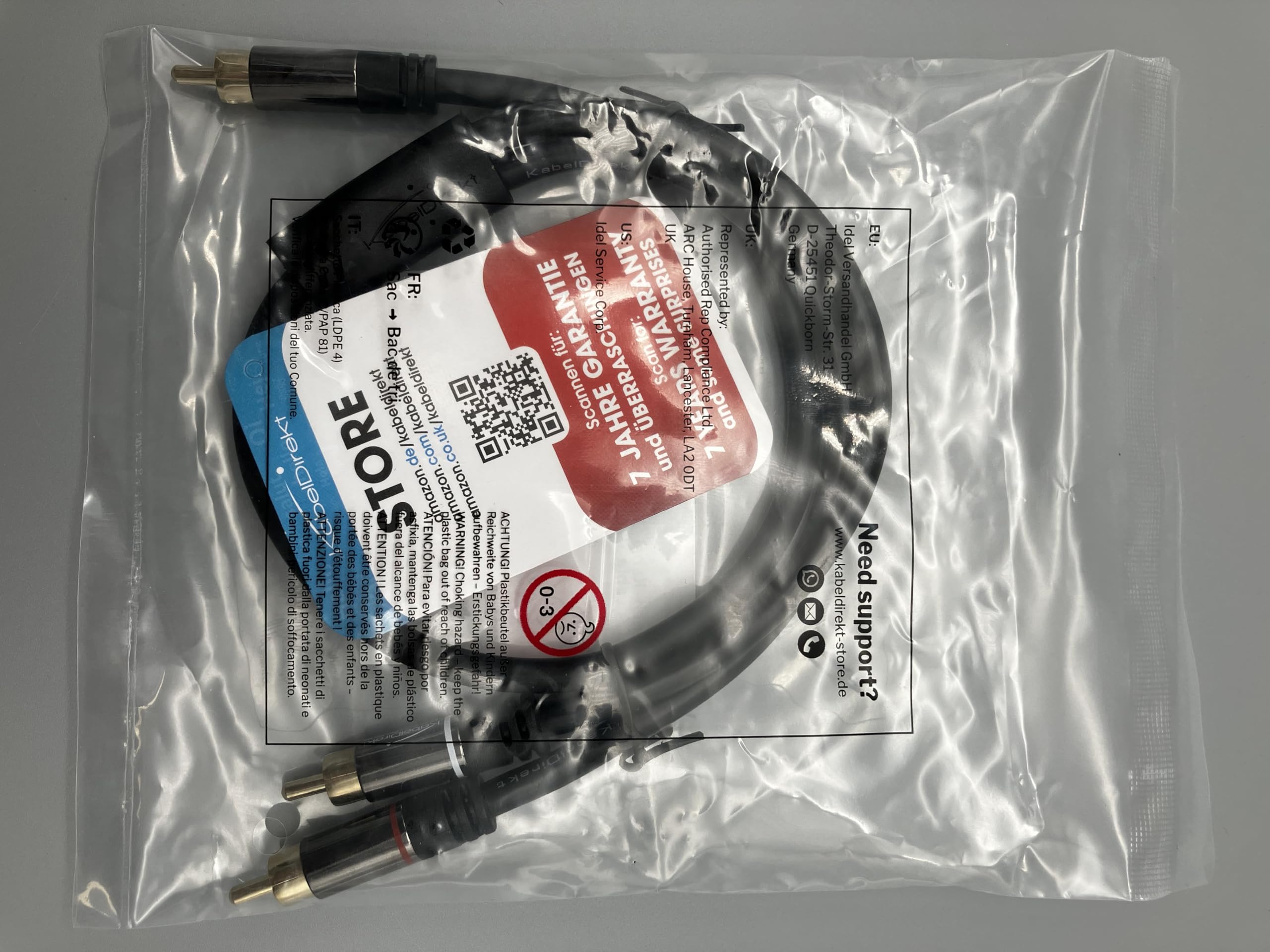 KabelDirekt 457 0.5m RCA Y Cable (1 to 2 RCA, Stereo Audio, Coaxial Male/Male Cinch Plugs, Analog/Digital, Adapter for Subwoofers, Amps, Hi-Fi, Home Cinema, Receivers) - Black