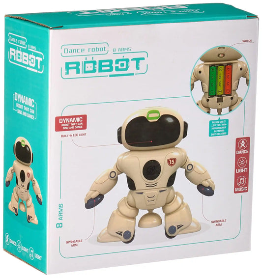 روبوت كهربائي دوار وموسيقى ضوئية (لونين مختلطان)، بلاستيك