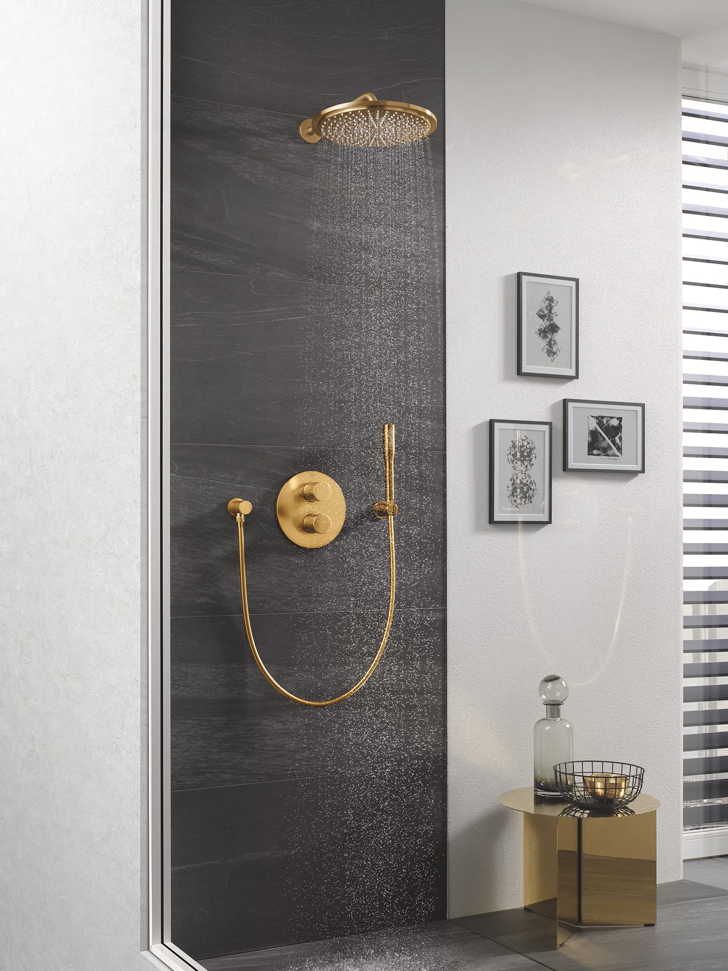 طقم دش راسي 310، دش عالمي من جروهي، موديل 26066GN0، الطول للسقف 380 ملم، مزود ببخاخ واحد