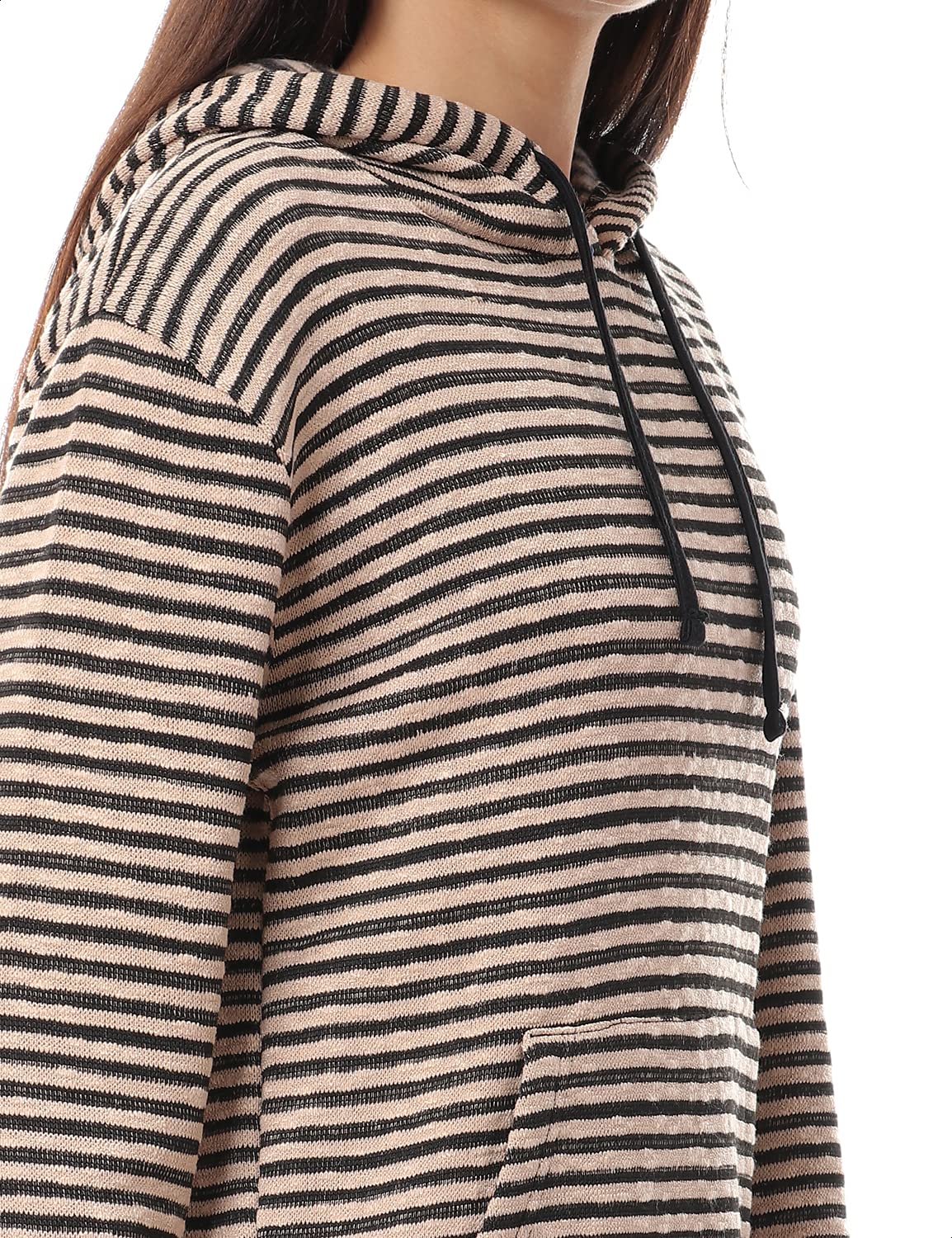 Jamila Women's Striped Hoodie with Kangaroo Pocket and Drawstring