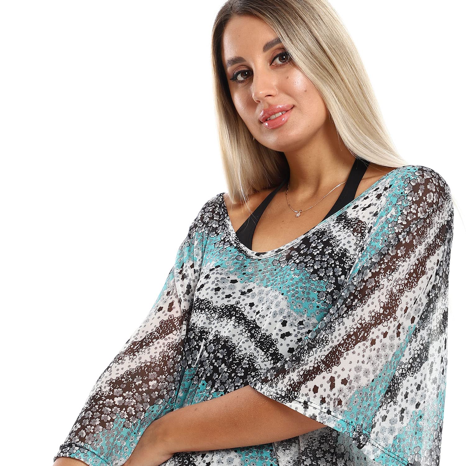 Jamila Women Self Pattern Round Collar Cover Up