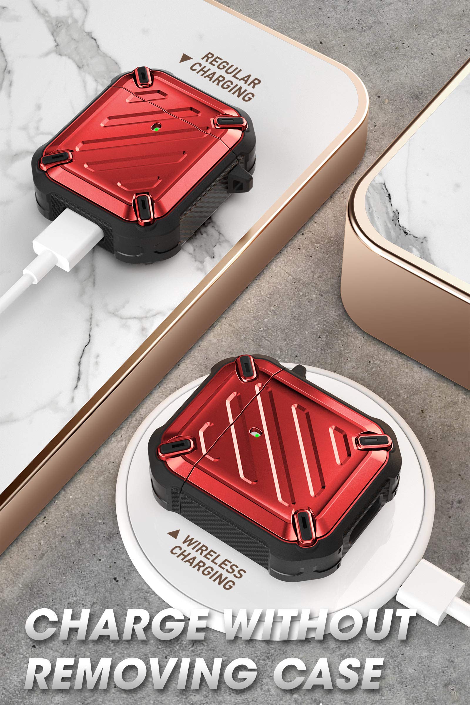 جراب SUPCASE [Unicorn Beetle Pro Series] مصممة لـ AirPods، جراب واقي قوي للجسم بالكامل متوافقة مع Apple AirPods الجيل الأول/الثاني