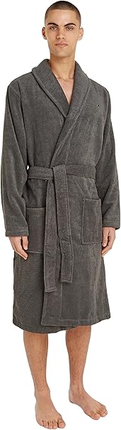 Tommy Hilfiger Men Robe Grey Bathrobe Comfort Wear