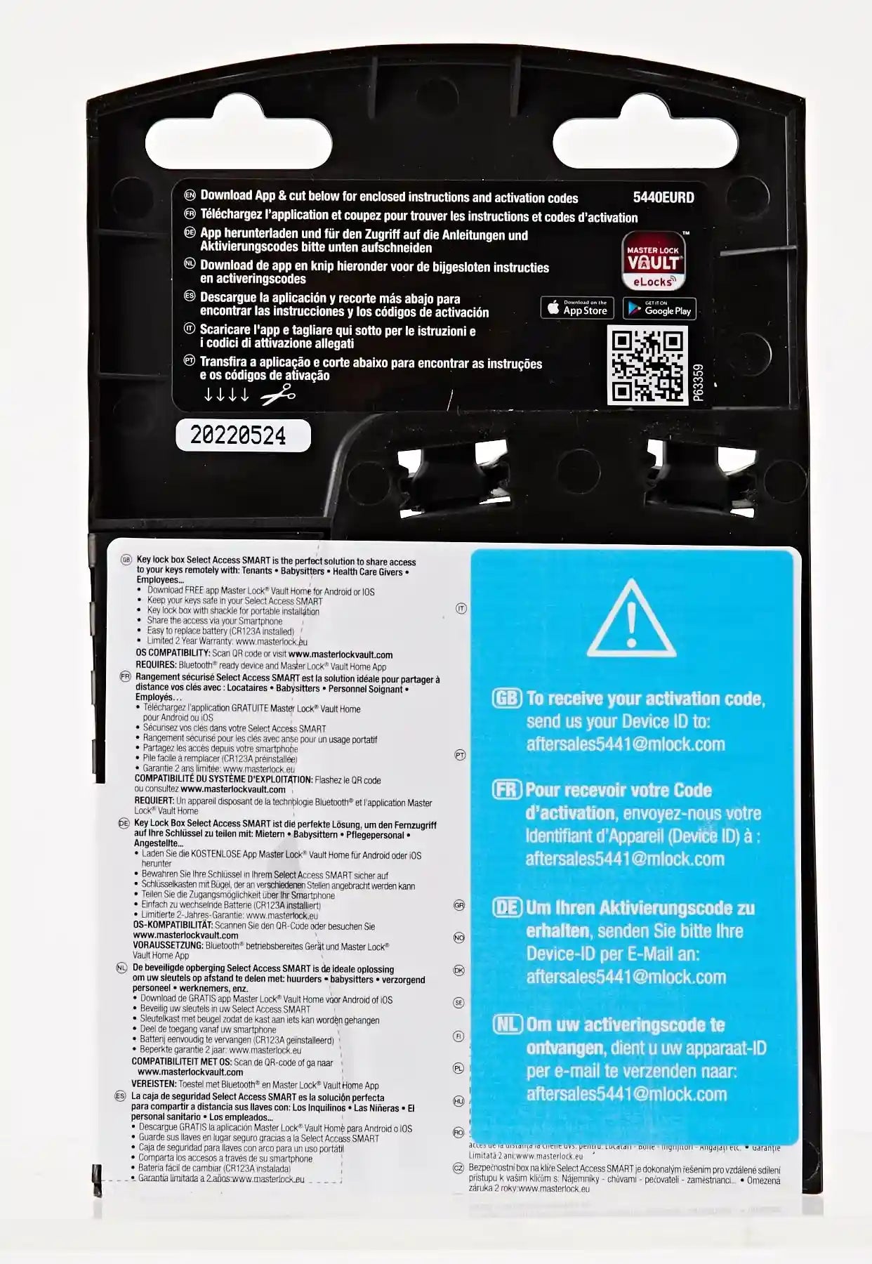 Master Lock Connected Key Safe [Bluetooth or Combination Access] [Shackle] [Outdoor] - 5440EURD - Select Access Smart Key Lock Box
