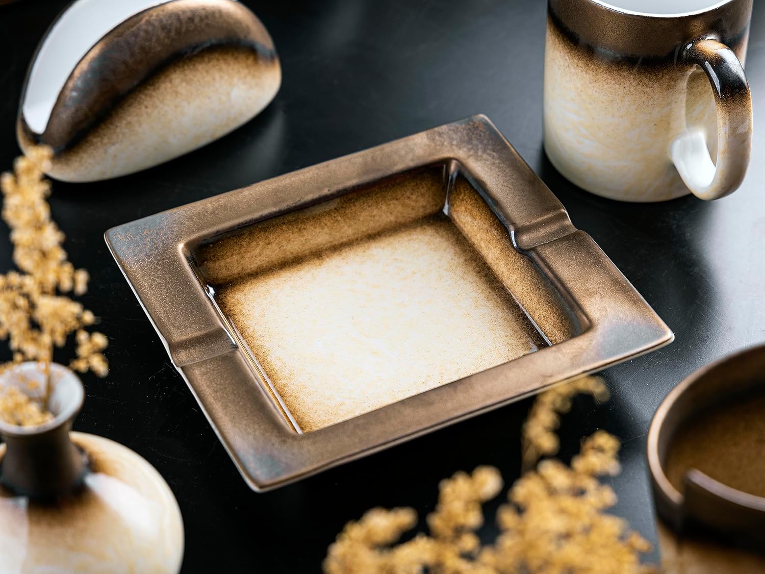 Fathy Mahmoud Office Set 6 Pieces Porcelain Hazelnut Desk Accessories – Safqqa Egypt