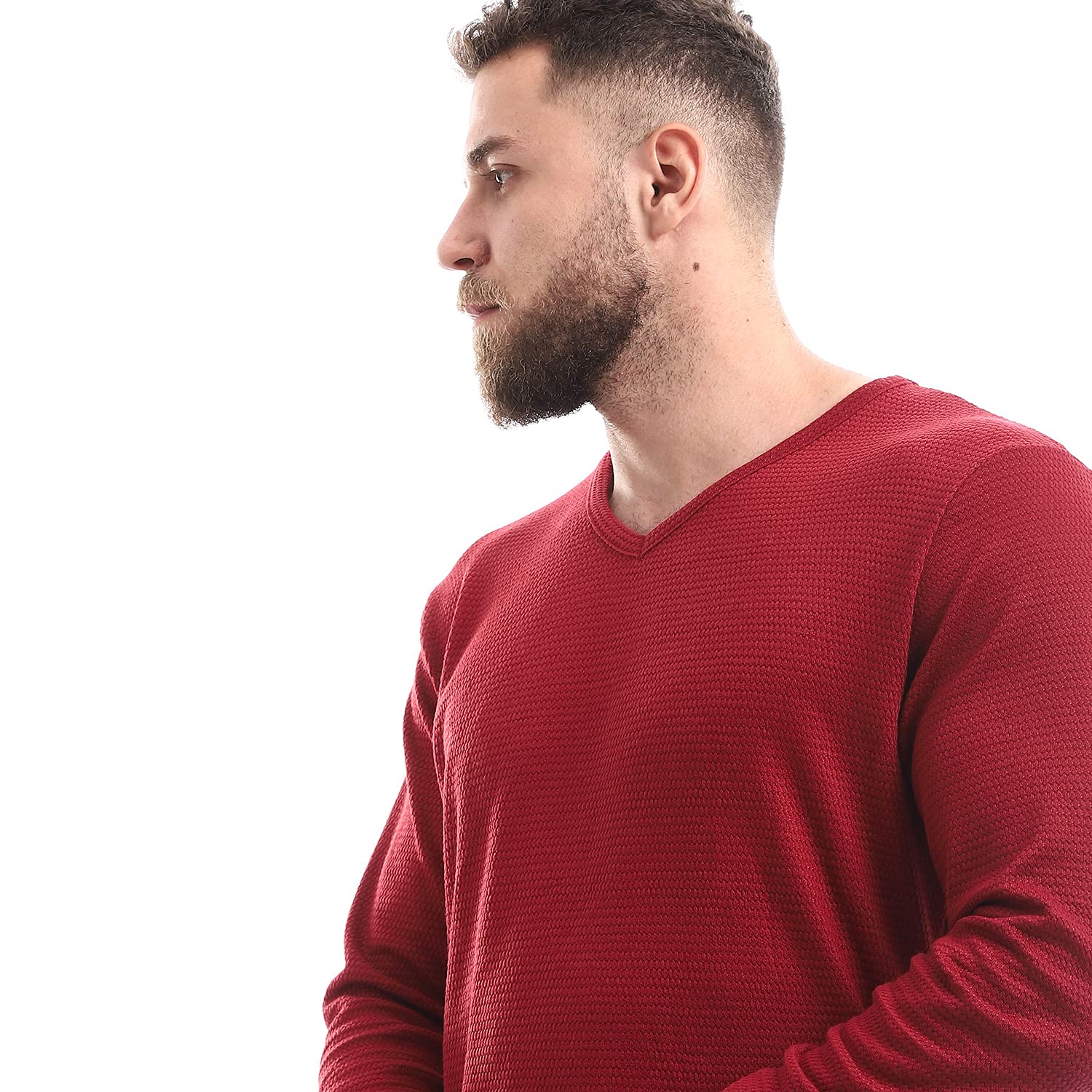 Off Cliff Plain Vneck Long Sleeves Top Casual SweatShirt For Men,Ideal for casual outings, lounging, or everyday wear.