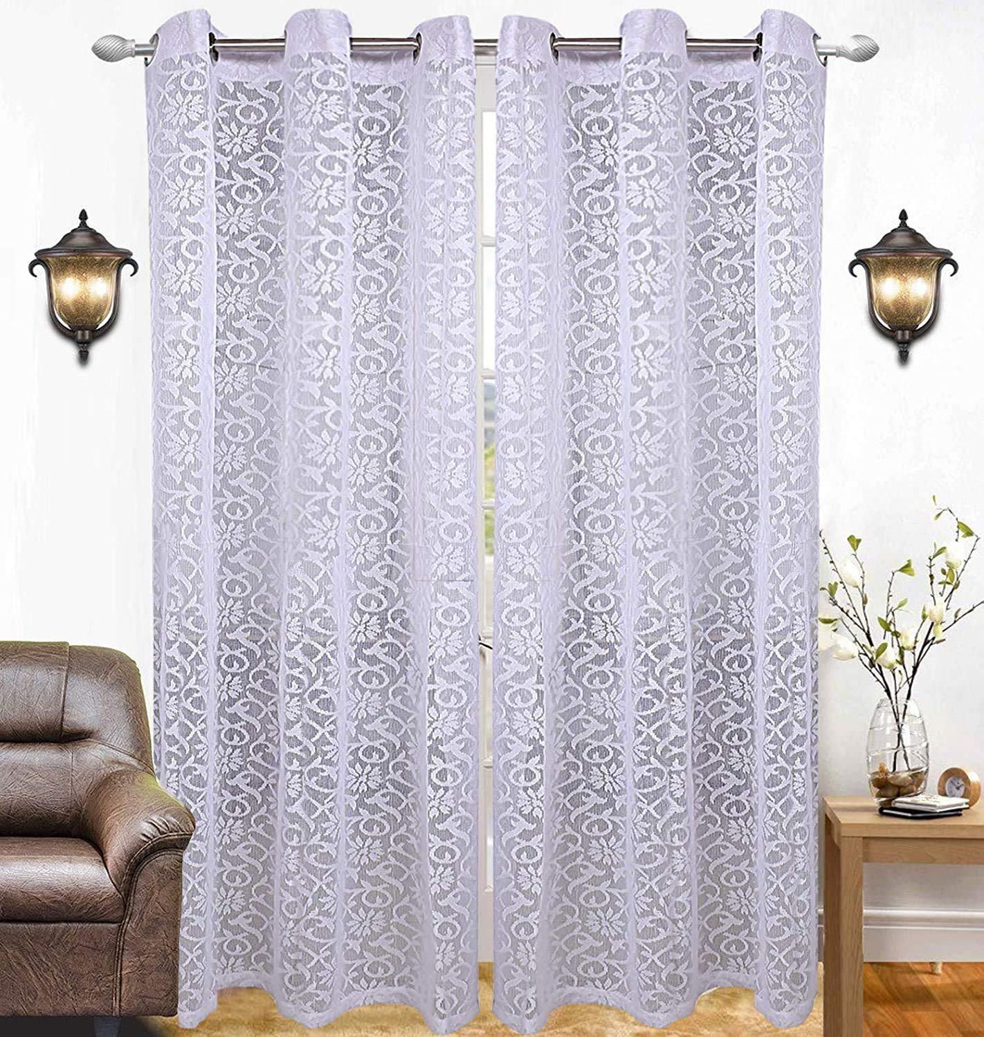 Kuber Industries Cotton 2 Pieces 7 Feet Eyelet Door Curtain