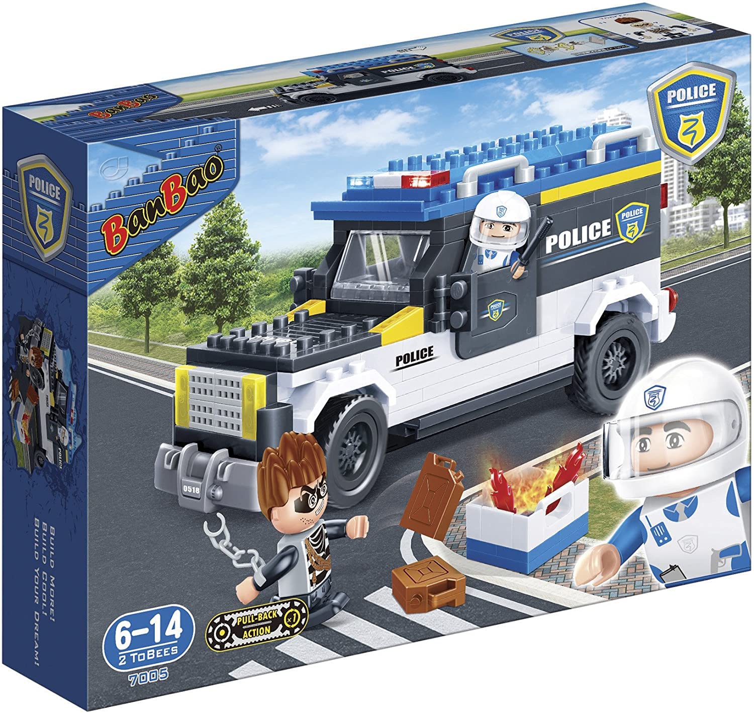 Banbao building kits police patrol car police highway arrest toy for kids 242 pieces b7005