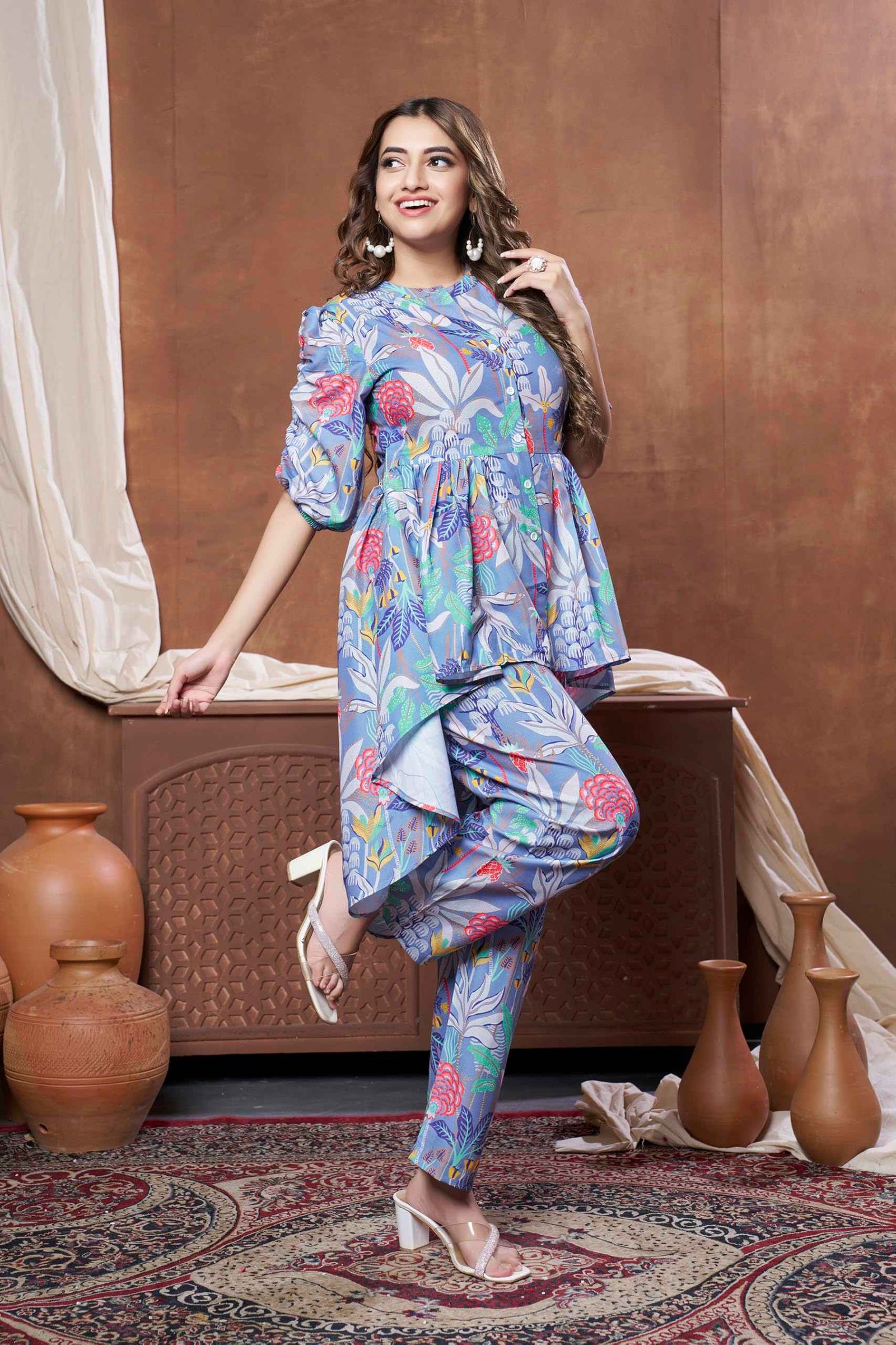 GRECIILOOKS كورتا عرقية أنيقة بطول قياسي من رايون للنساء