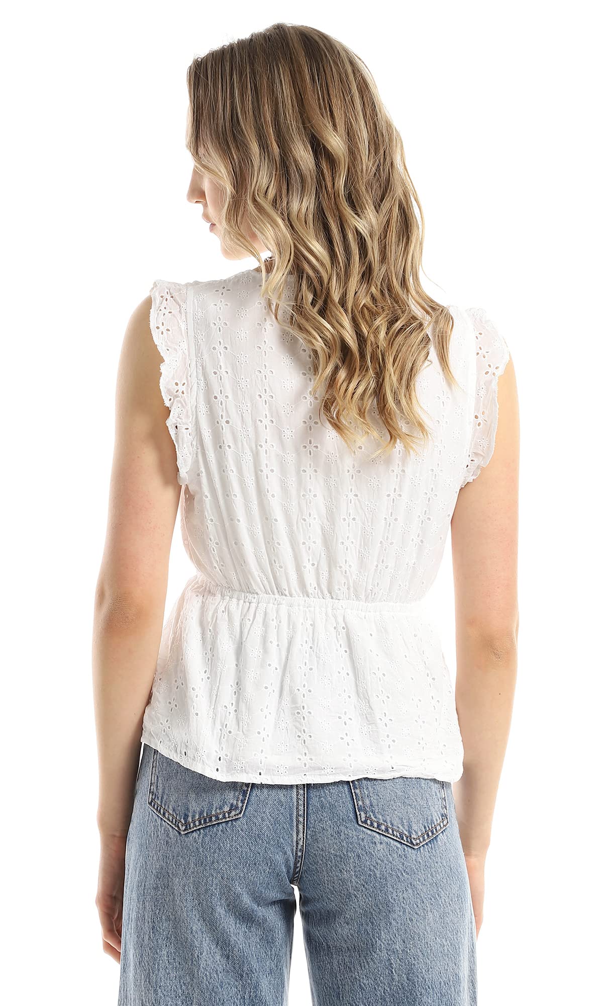 Ravin Printed Cap Sleeves Top With Elastic Hem Blouse For Women ,