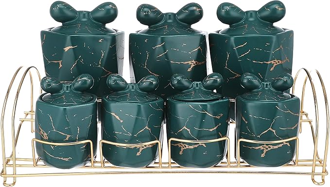 La Casa 7-Piece Spice Storage Set Green Square Containers – Safqqa Egypt