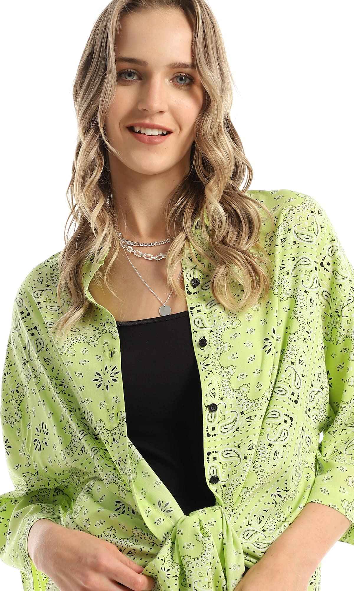 Ravin 97210 Patterned Lime Loose Shirt With Elbow Sleeves