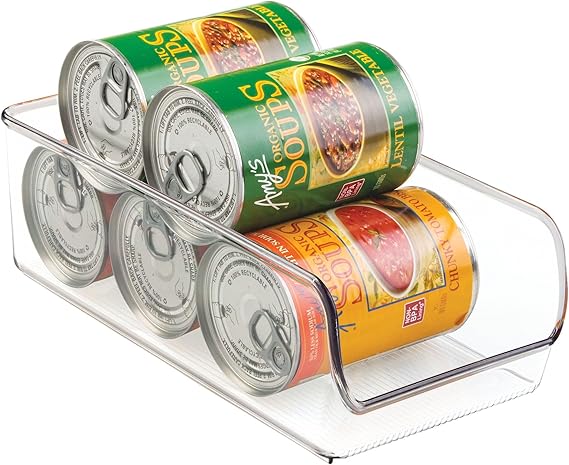 iDesign Linus Plastic Can Organizer with Lid – Clear Medium Fridge & Pantry Storage