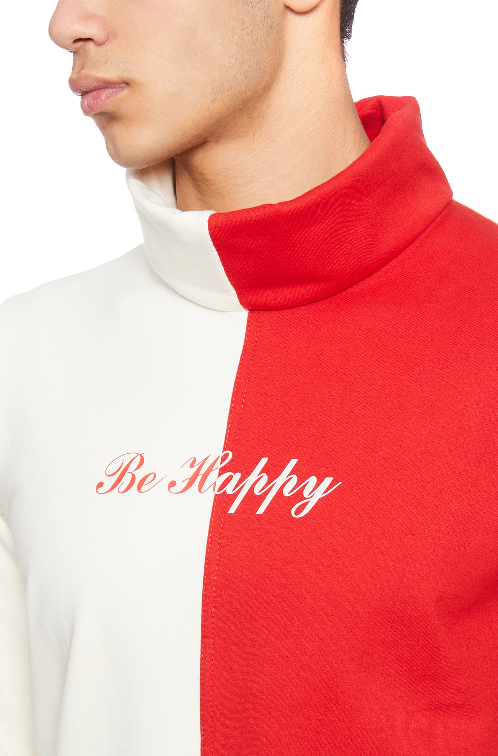 Hero Basic mens High Collar Be Happy, Sweatshirt