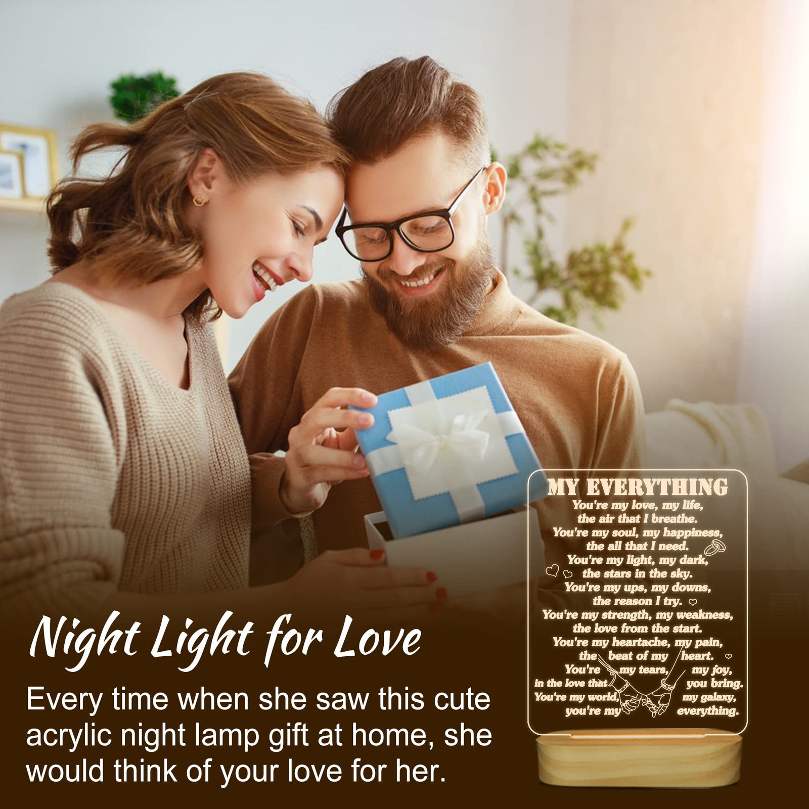 Lightzz Sulfar 3D Illusion Lamp I Love You Night Light You are My Everything Gifts for Wife Husband Anniverysary Birthday Valentines Day