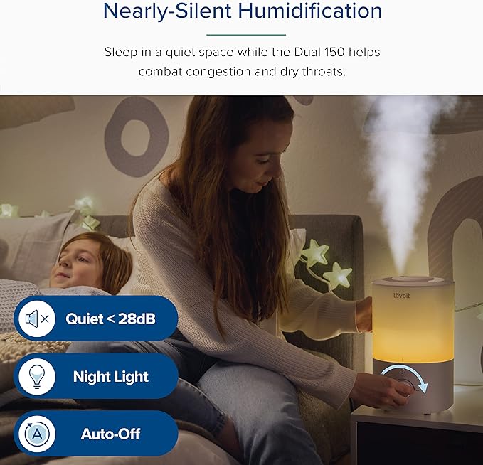 LEVOIT Cool Mist Humidifier 3L White with Night Light – Safqqa Egypt
