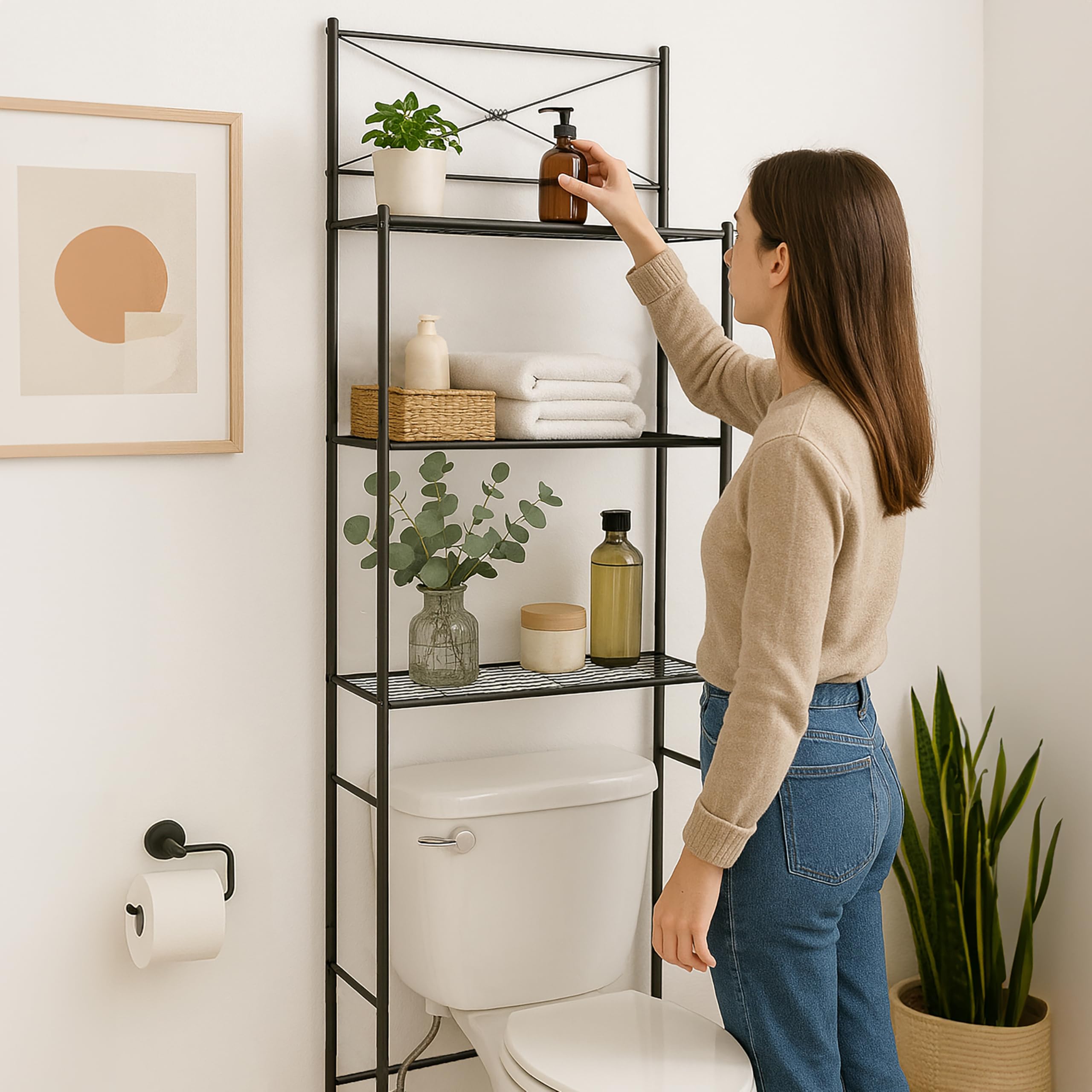 ZENA HOME Space-Saving Bathroom Storage Rack – 3 Shelves