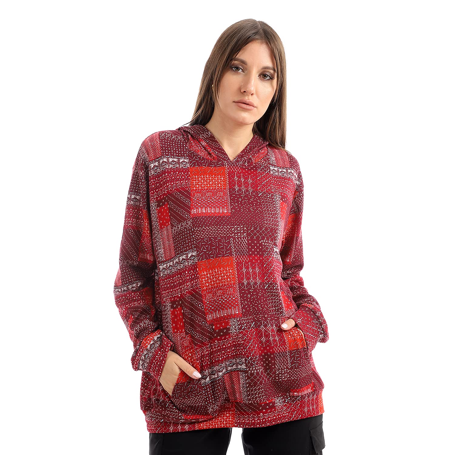 Kady Printed Loose Hoodie For Women,Loose fit for relaxed and effortless wear.