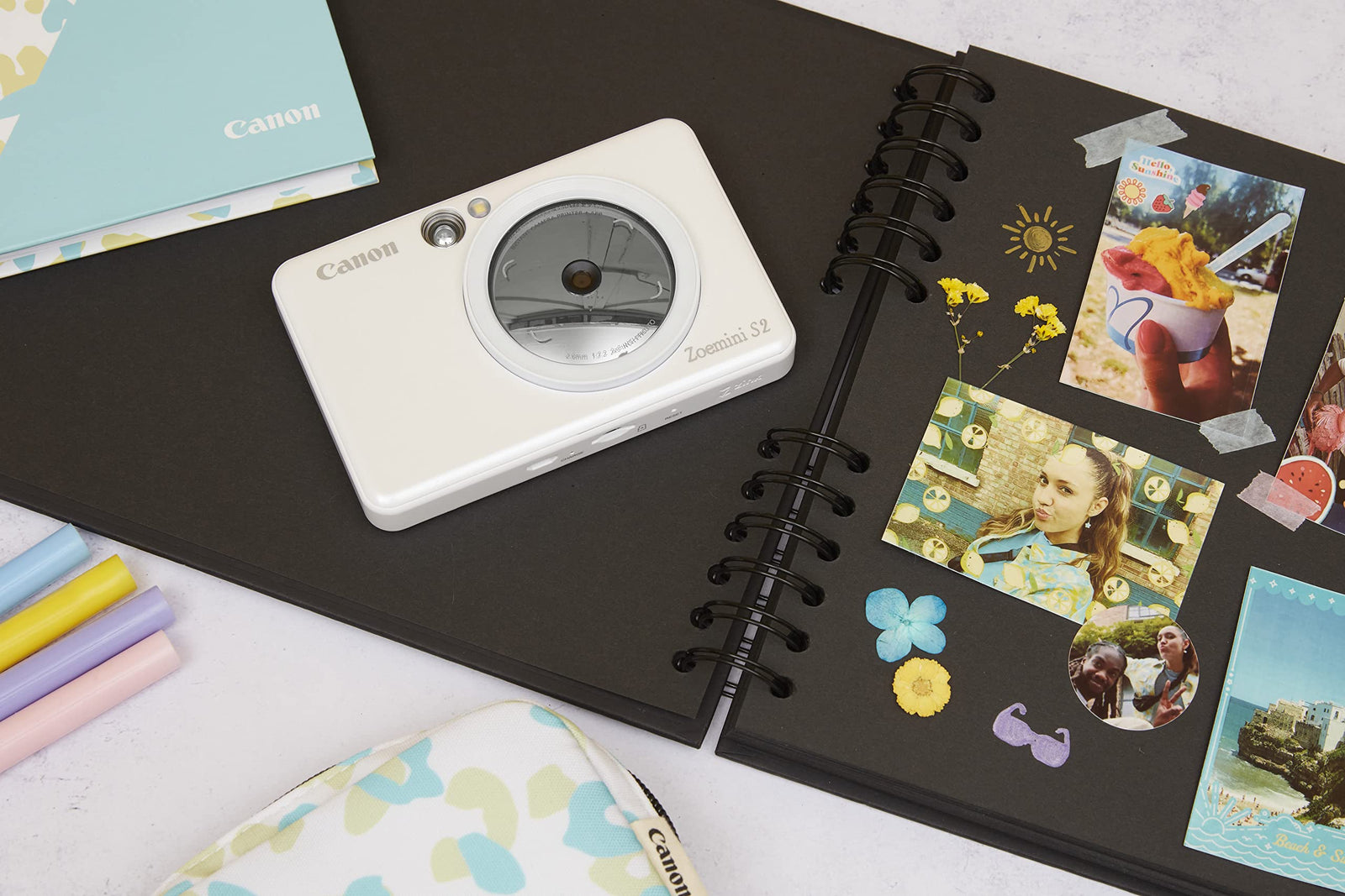Canon 4519c007 zoemini s2 (pearl white) - slimline instant camera and pocket photo printer, ideal for snapping selfies with a built in mirror and ring-light - Safqqa Egypt
