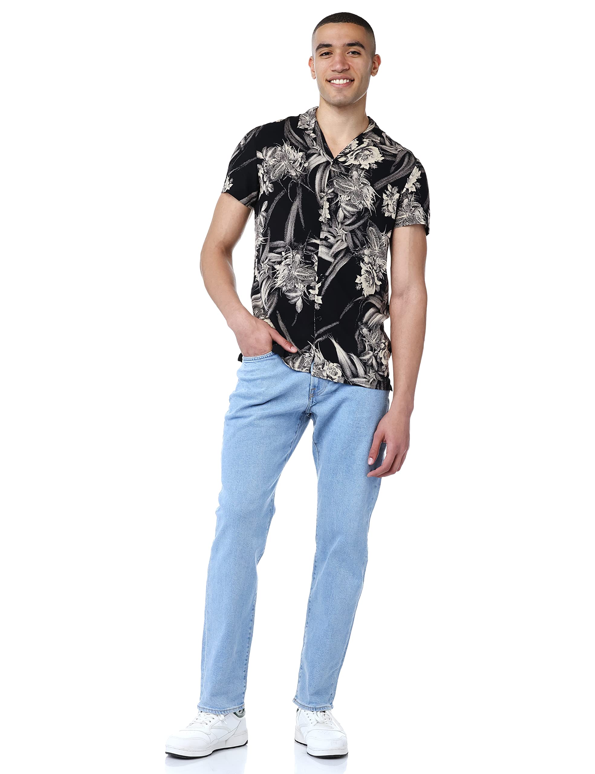 Hero Basic Flower Printed ,Viscose Shirt For Men,Subtle flower print for a stylish, modern look.