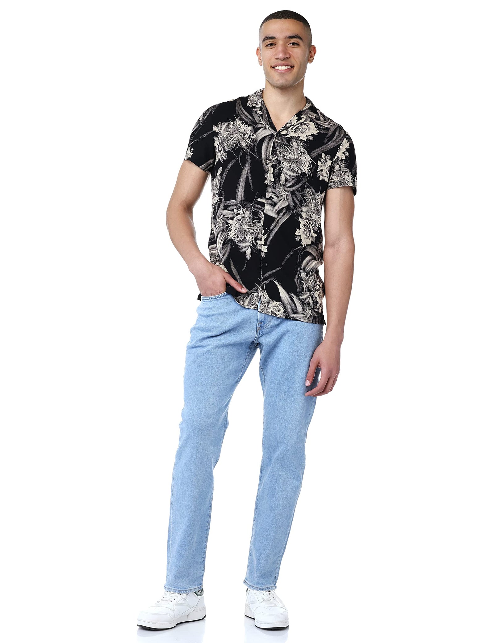 Hero Basic Flower Printed ,Viscose Shirt For Men,Subtle flower print for a stylish, modern look.