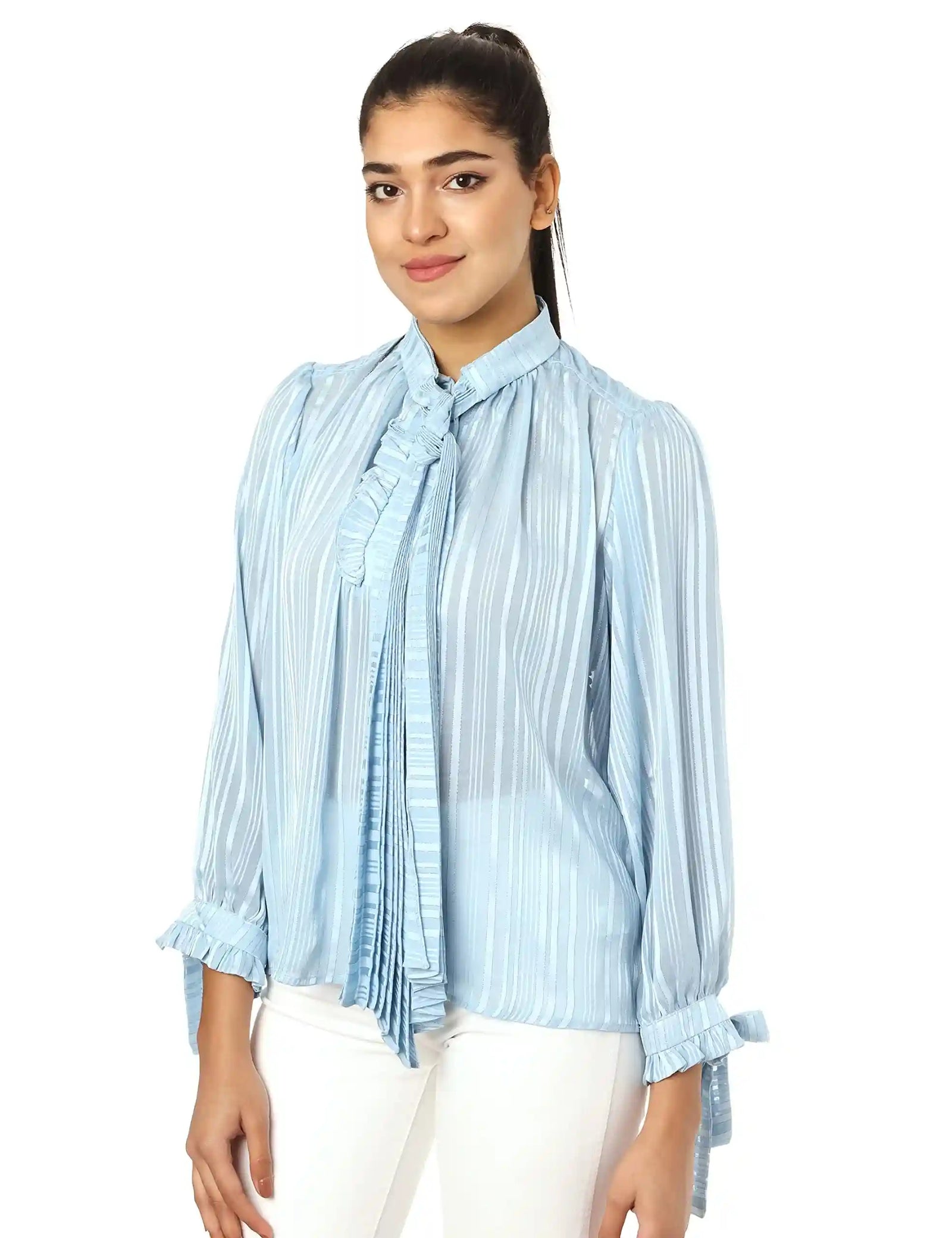 Elle Neck Tie Long Sleeves Blouse for Women - Safqqa Egypt