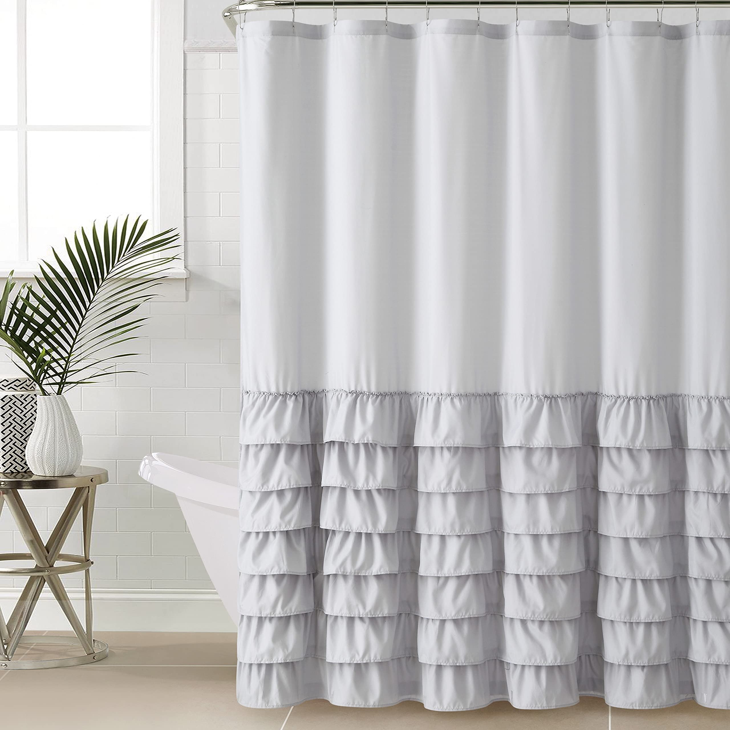 Melanie Ruffled Shower Curtain – Elegant & Water-Resistant Design-182cm *182cm – Safqqa Egypt