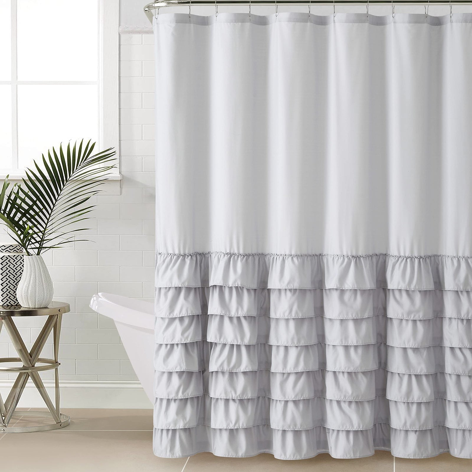 Melanie Ruffled Shower Curtain – Elegant & Water-Resistant Design-182cm *182cm
