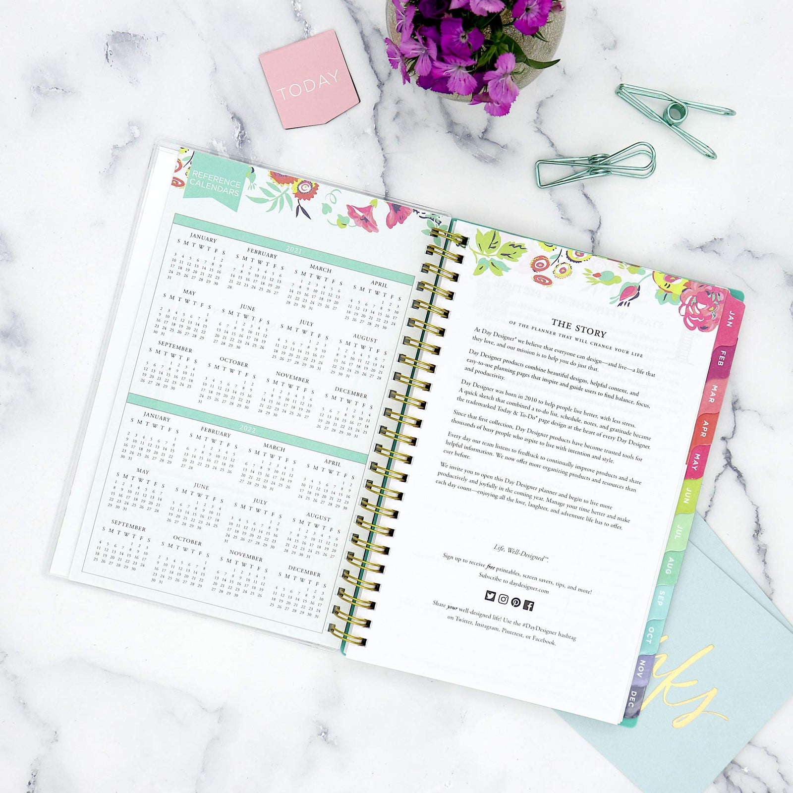 Blue Sky Weekly & Monthly Planner – Flexible Cover with Dual Wire Binding 2021