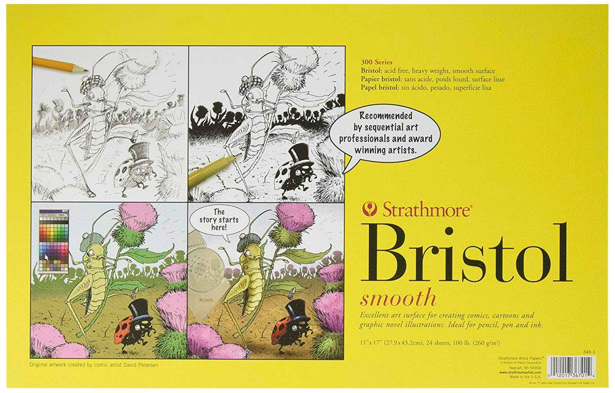 Pro-Art Strathmore Bristol Smooth Paper Pad – 24 Sheets, 11 x 17-inch