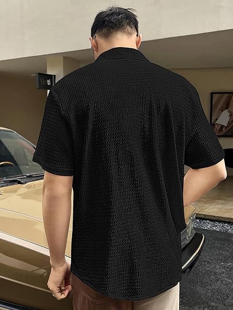 GRECIILOOKS Men Button-Down Shirt Black Casual Formal Top – Safqqa Egypt