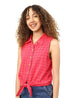 Aeropostale Shirt for Women Cotton Windowpane Plaid Front-Knot Sleeveless - Safqqa