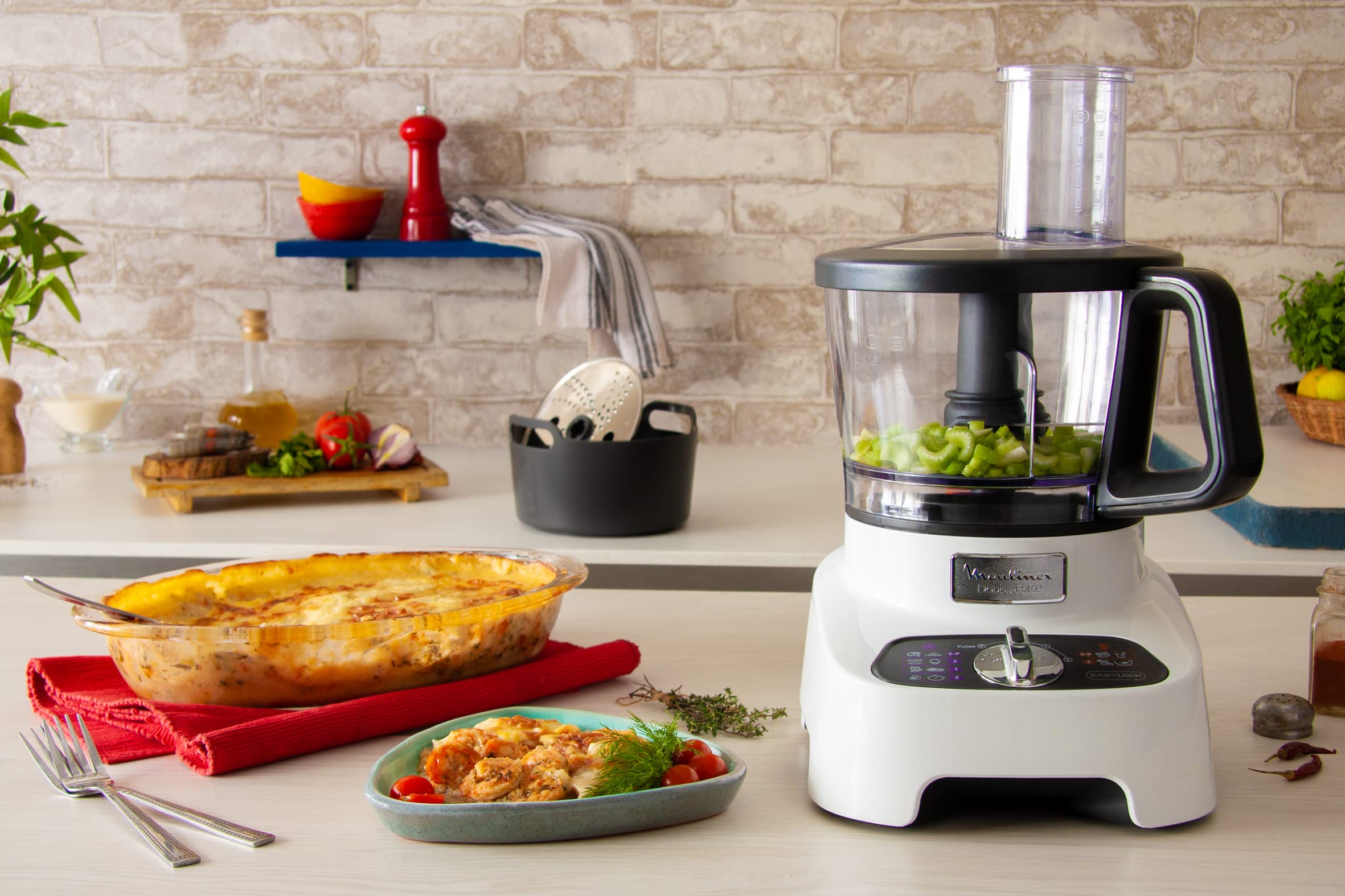 Moulinex FP823125 Double Force Food Processor – 1000W Manual Control Panel Safety System (Minor Scratches)