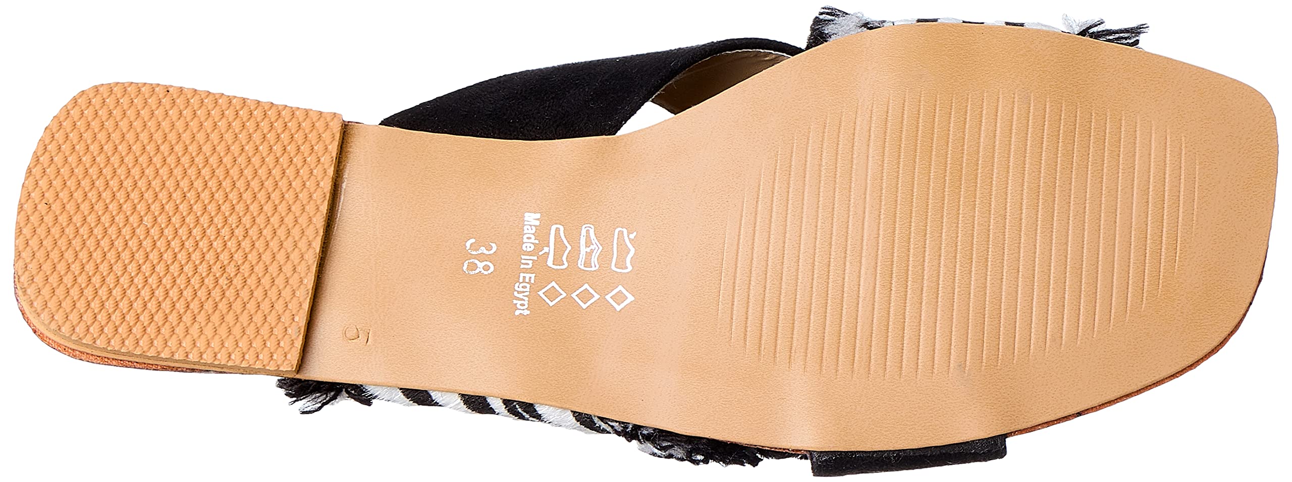 Deeda Faux-Leather Cross Strap Fringe Trim Slide Slippers for Women - Safqqa Egypt