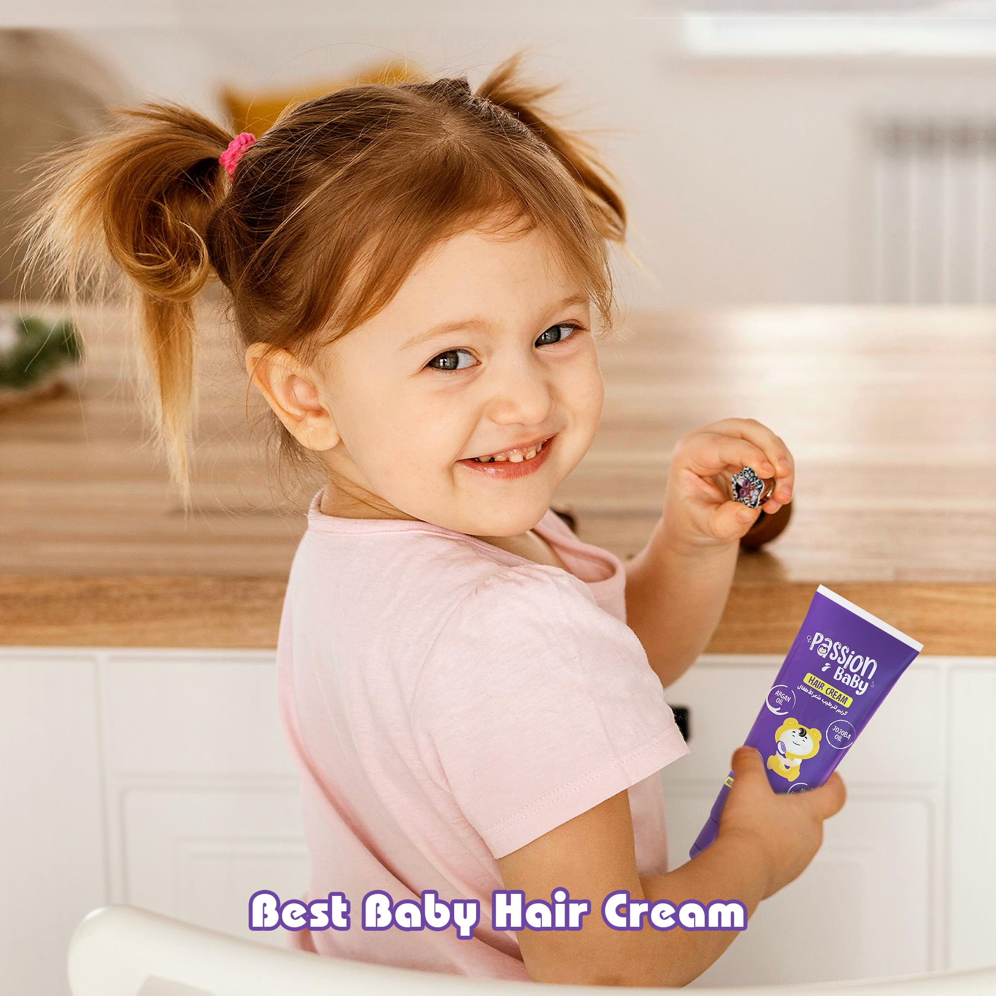  كريم شعر بيبي باشن 120 جم. تركيبة لطيفة مصممة خصيصًا لشعر وفروة رأس الأطفال الحساسة، تحتوي على زيوت طبيعية ومكونات مغذية لترطيب الشعر وتغذيته