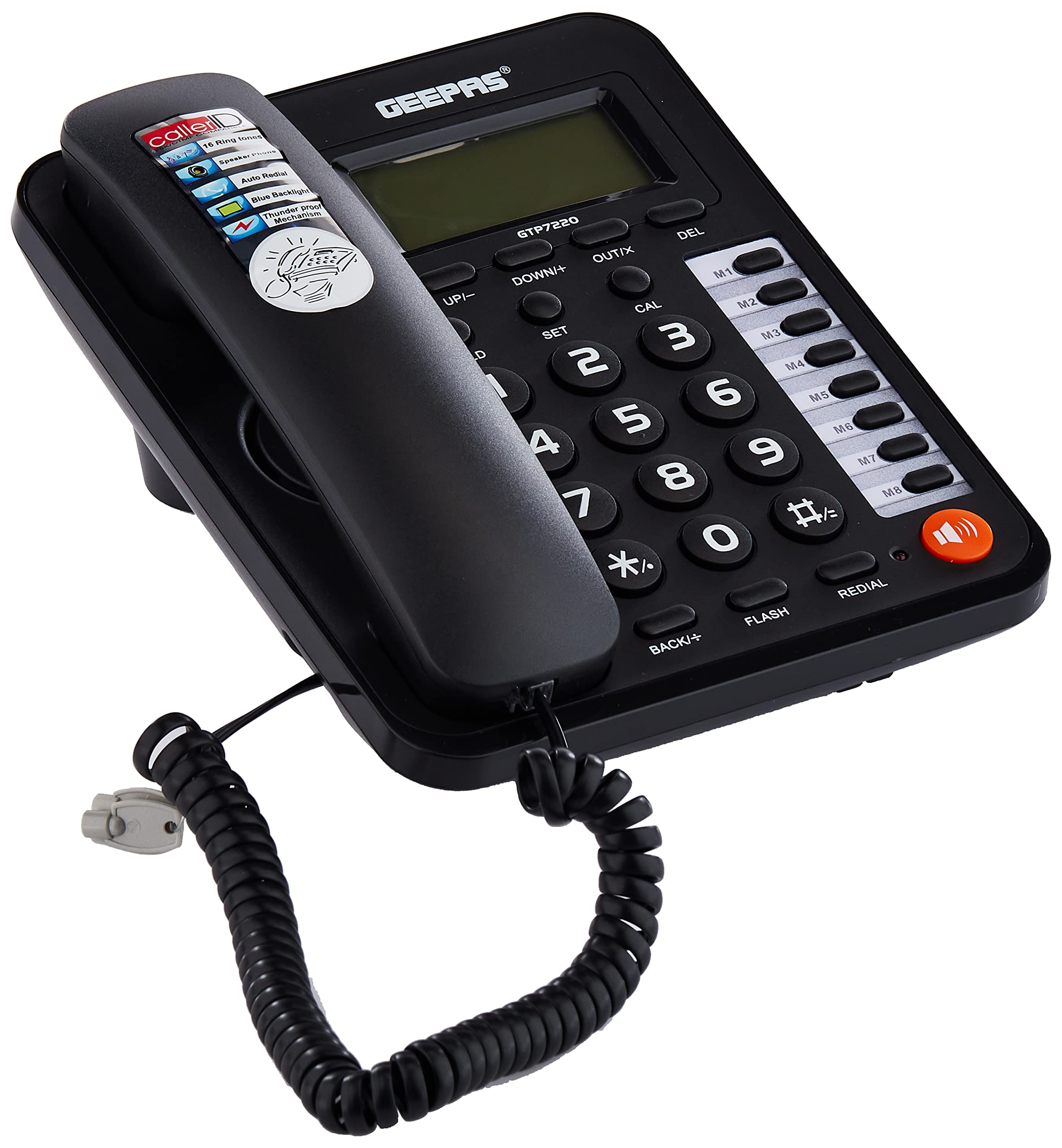 Geepas Executive Telephone with Caller ID – GTP7220 – Landline Phone