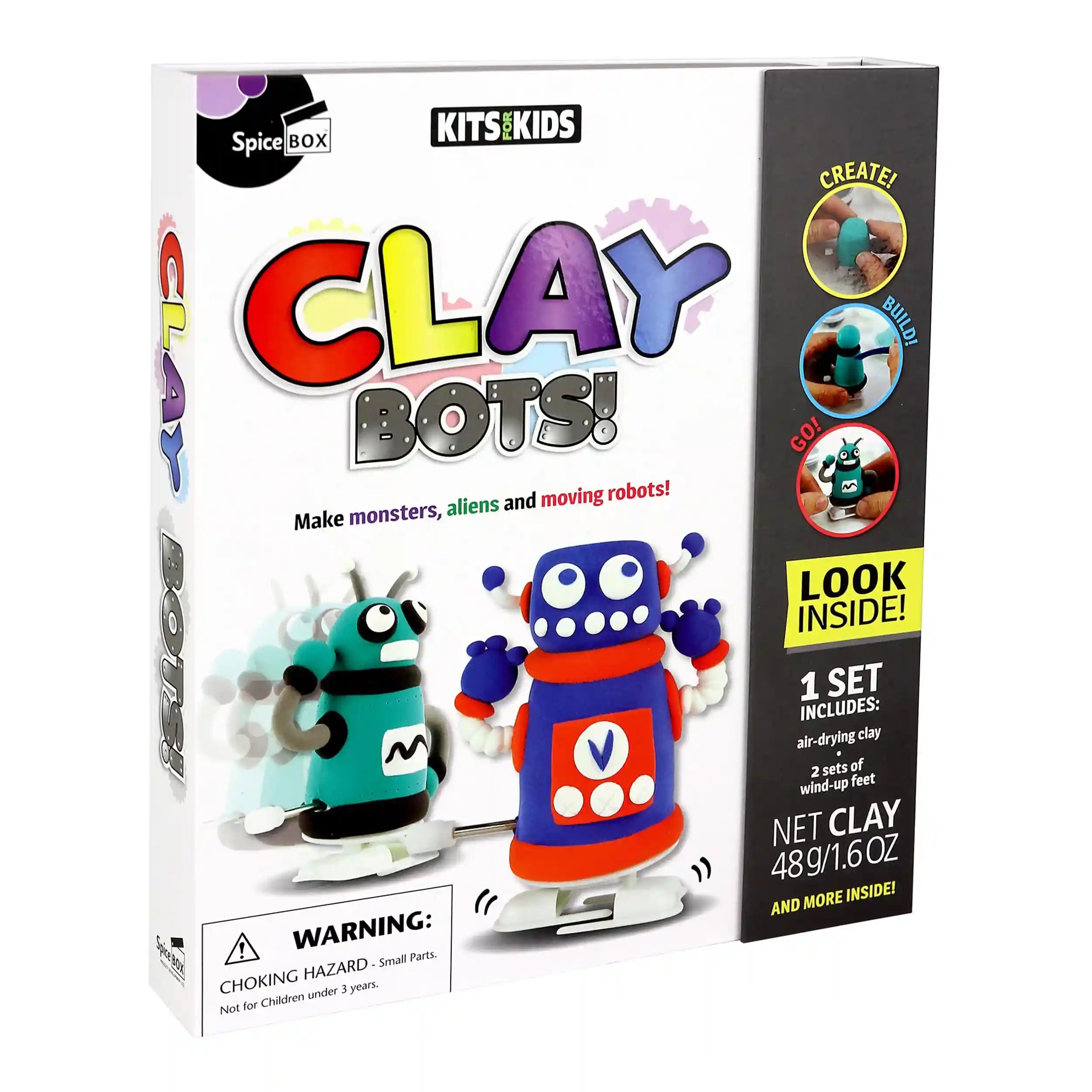 طقم تشكيل الصلصال من سبايس بوكس للأطفال يقدم تجربة ممتعة وإبداعية تمكن الصغار من صنع شخصيات روبوت باستخدام صلصال يجف بالهواء. يحتوي الطقم على صلصال ملون، أدوات تشكيل