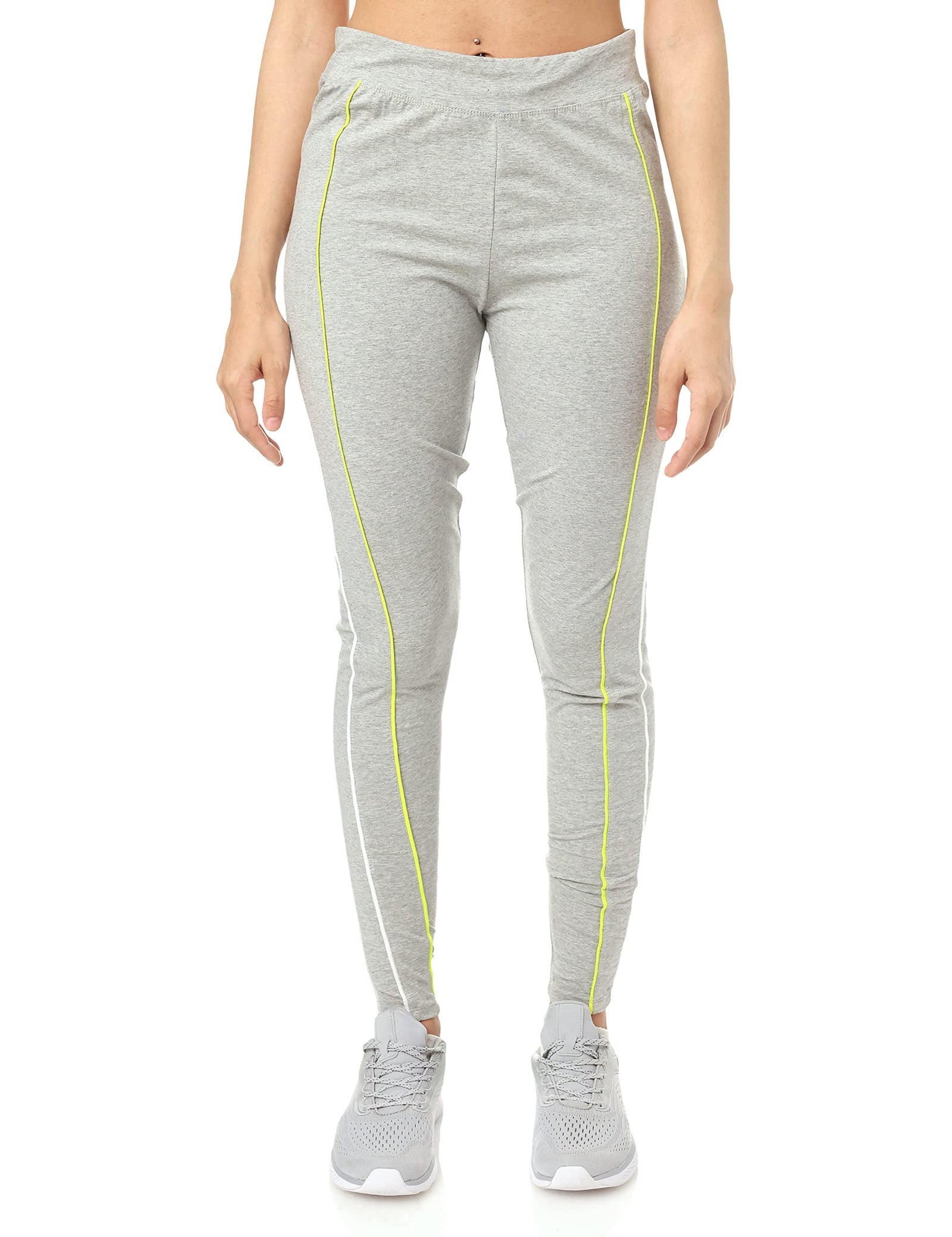 Splash Side Stripe Banded Waist Running Leggings For Women,Form-fitting design for a flattering silhouette.
