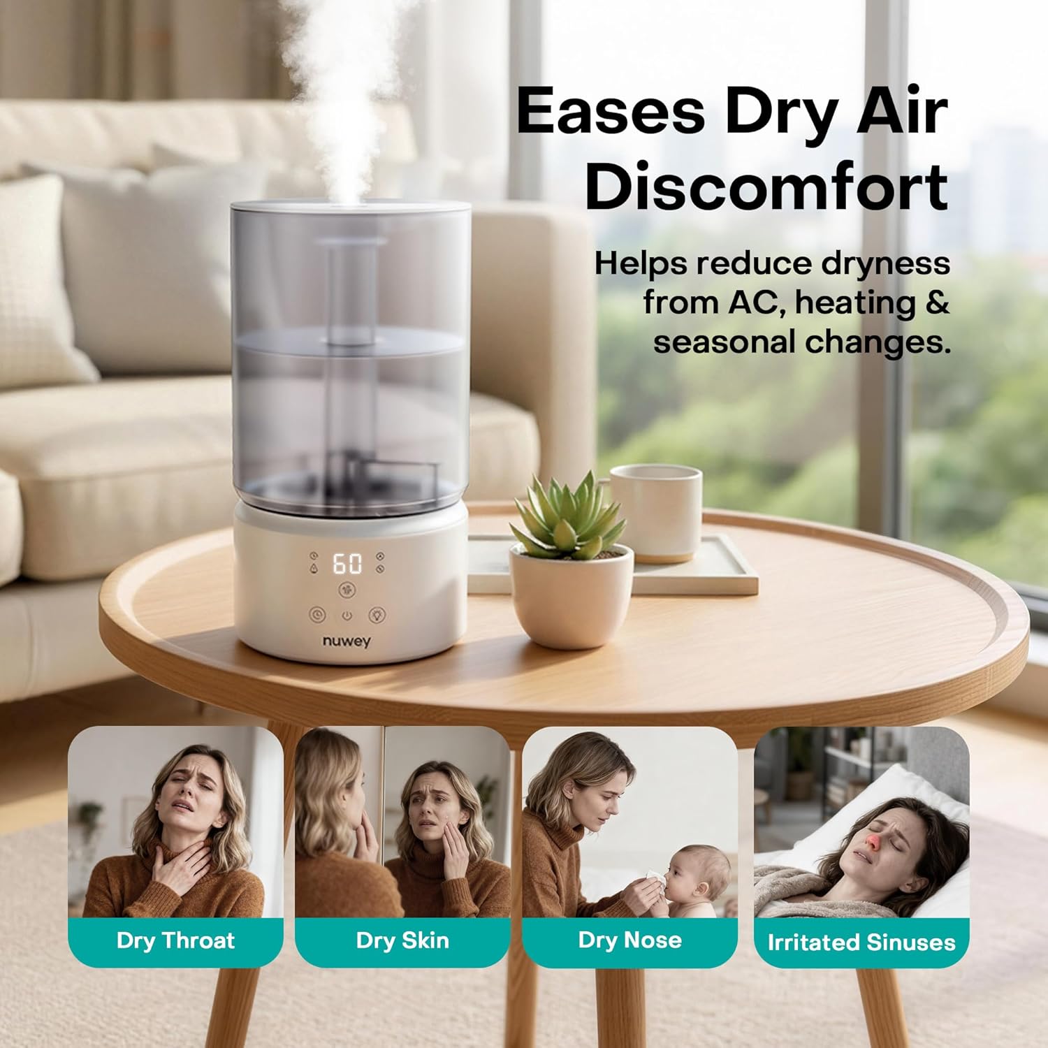 Nutricook Digital Humidifier 4L Cool Mist 7-Color Light White - Used – Safqqa Egypt