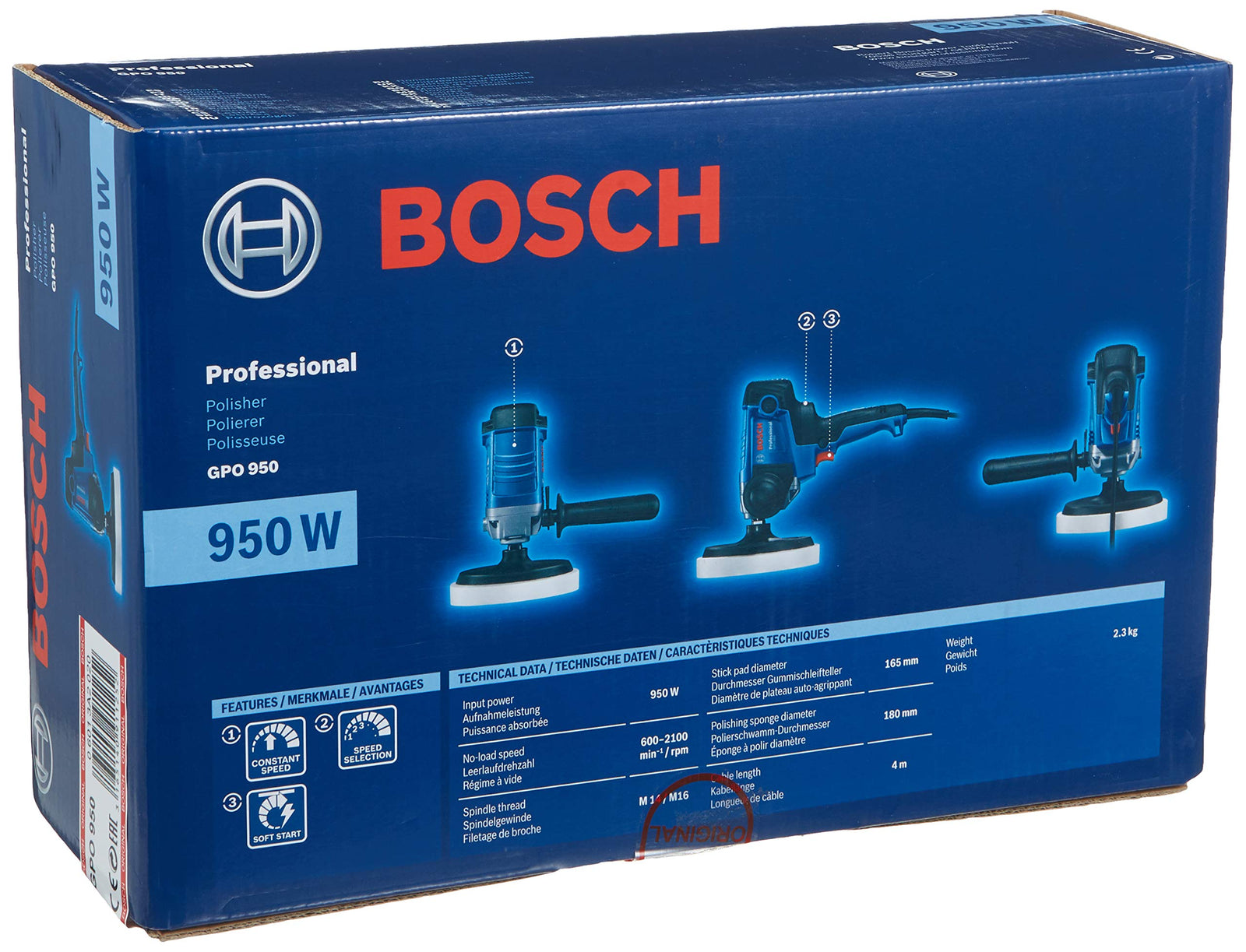 آلة تلميع عمودية من Bosch Professional بقوة 950 وات هي أداة قوية وموثوقة