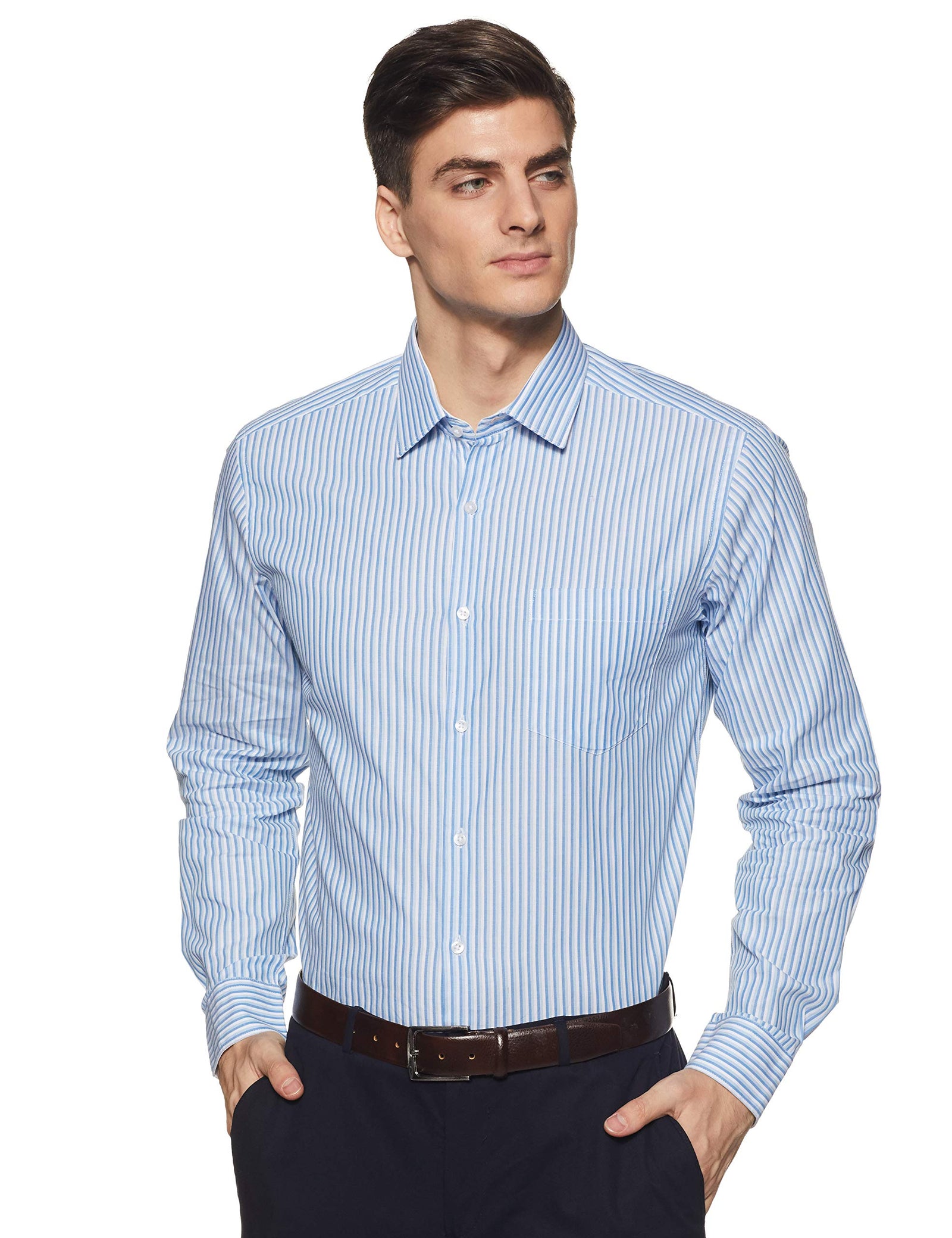 Diverse Men's Striped Regular Fit Cotton Formal Shirt