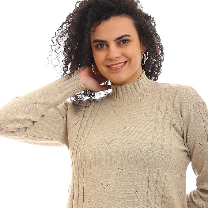 سترة نسائية محبوكة بياقة دائرية من أندورا 