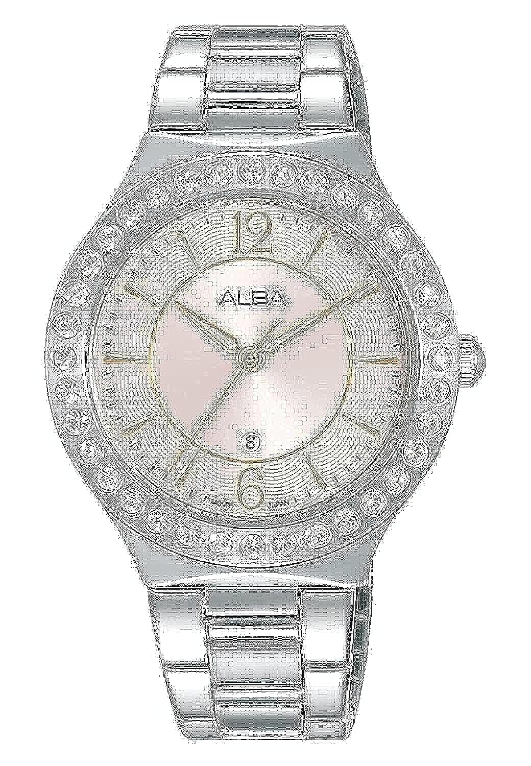 ساعة ألبا نسائية – بحركة كوارتز وعرض تناظري وسوار ستانلس ستيل فضي (AH7Z95X)