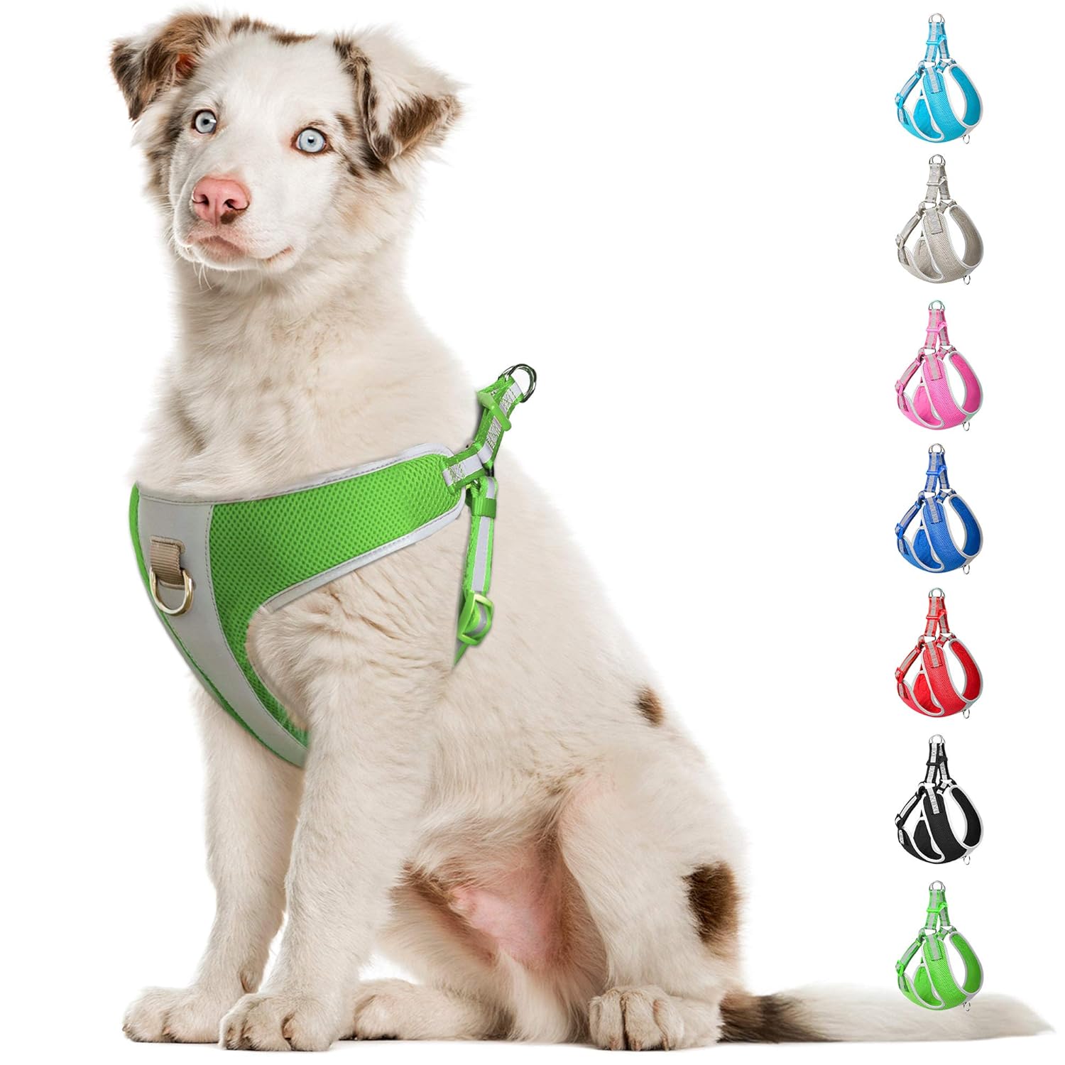 Fida Step-in Dog Harness, Superior Reflective Puppy Vest Harness- All Weather Air Mesh, Adjustable Harness for for Large Dogs (L, Green) - Safqqa Egypt