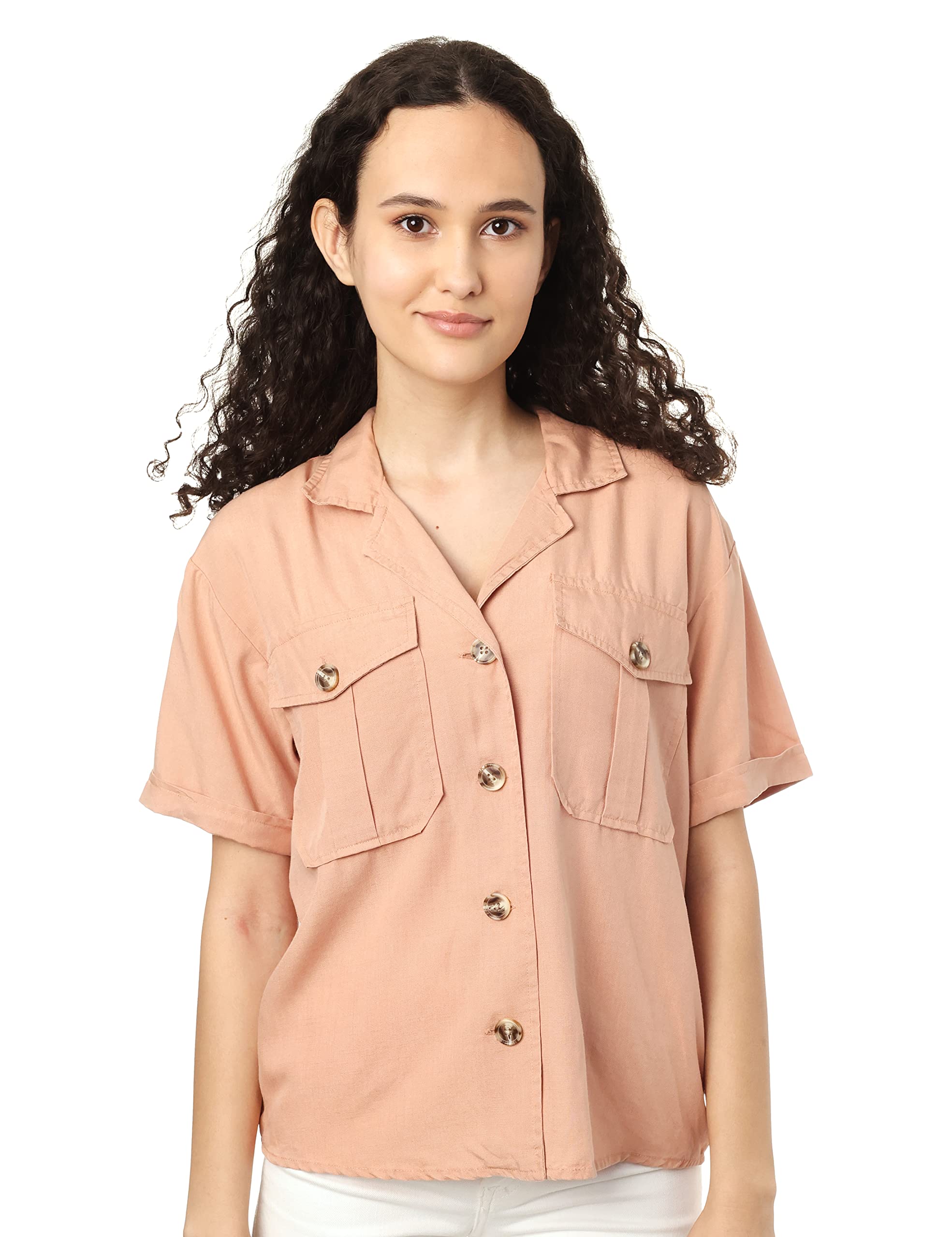 Lee Cooper Chest Buttoned Pockets Short SLeeves Shirt for Women XS