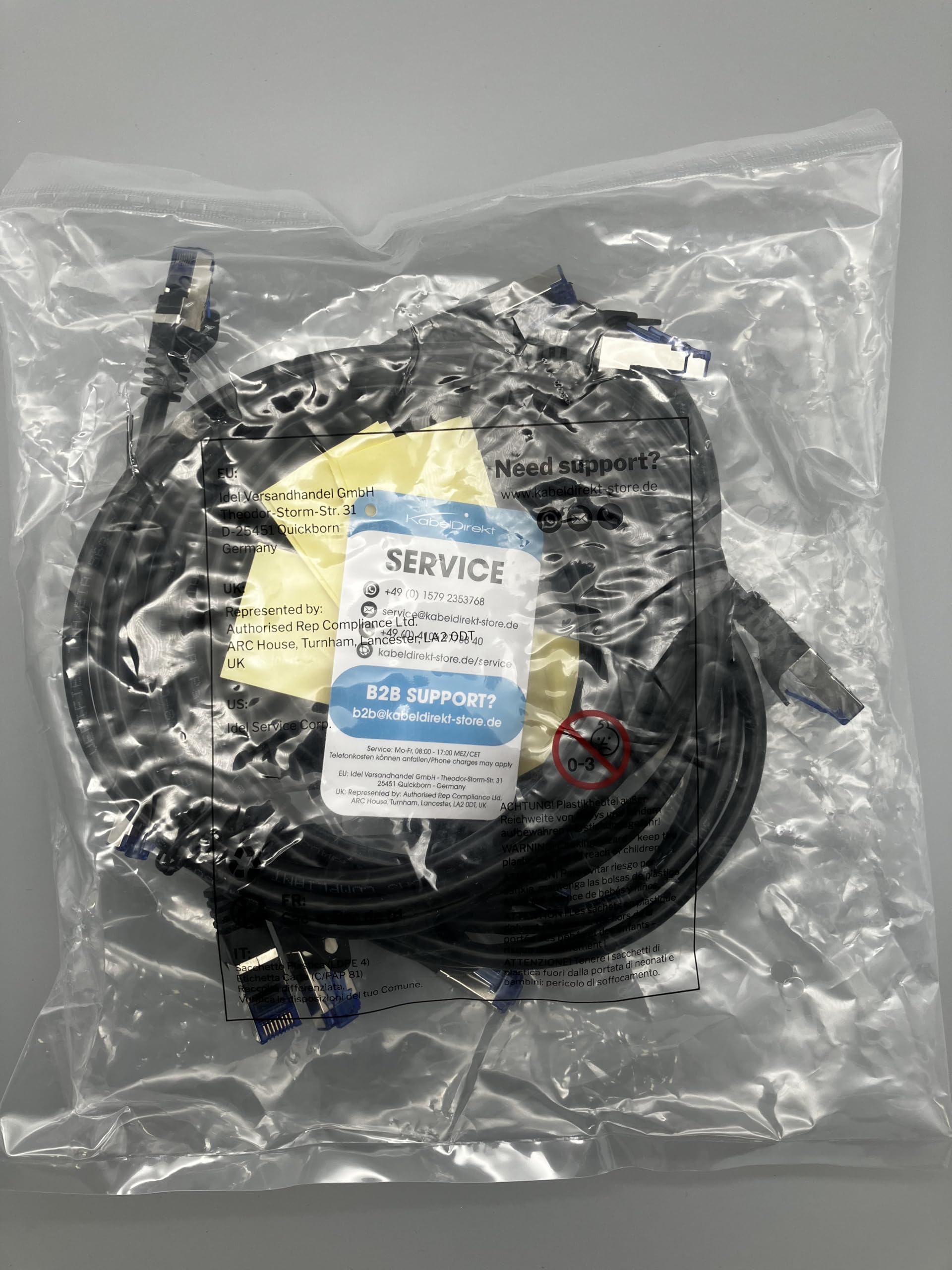 كابل شبكة ورقعة إيثرنت 717 بطول 0.5 متر من KabelDirekt (ينقل سرعة إنترنت جيجابت، مثالي لشبكات/شبكات LAN بسرعة 1 جيجابت في الثانية، وأجهزة التوجيه، وأجهزة المودم، والمفاتيح، ومقبس RJ45) - عبوة من 5 قطع - أسود/فضي