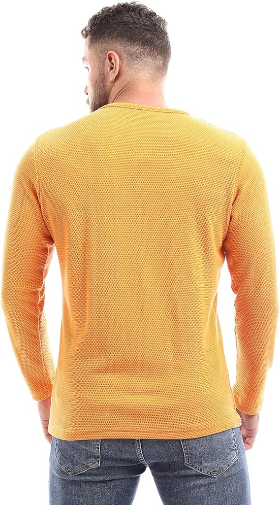 Off Cliff Men’s Plain V-Neck Long Sleeve Casual T-Shirt