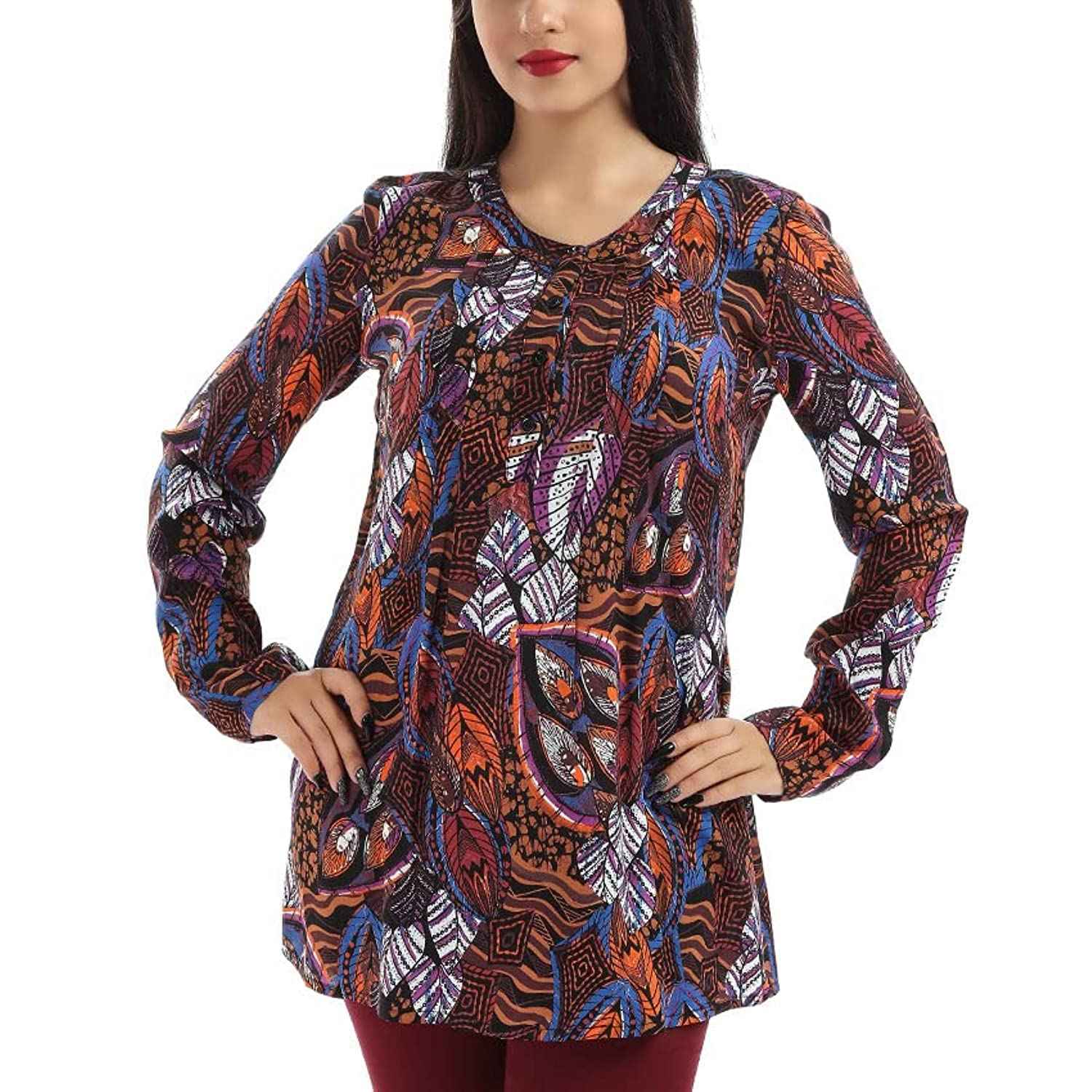 ESLA Long-sleeved Long Shirt- Blouses For Womens - Safqqa Egypt